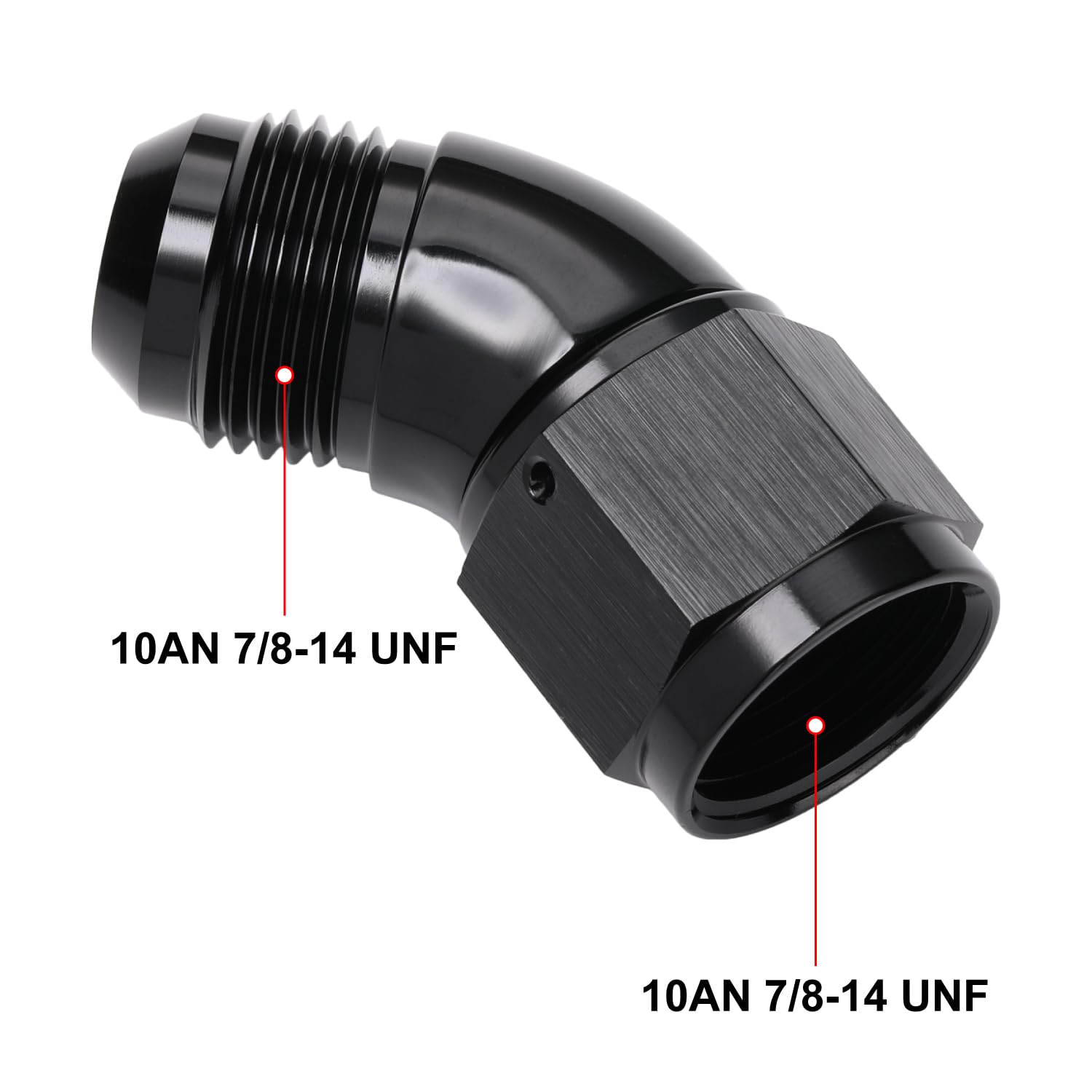 Podavelle 45 Degree 10An Male To 10An Female Swivel Full Flow Fitting Adapter Coupler Aluminum Black