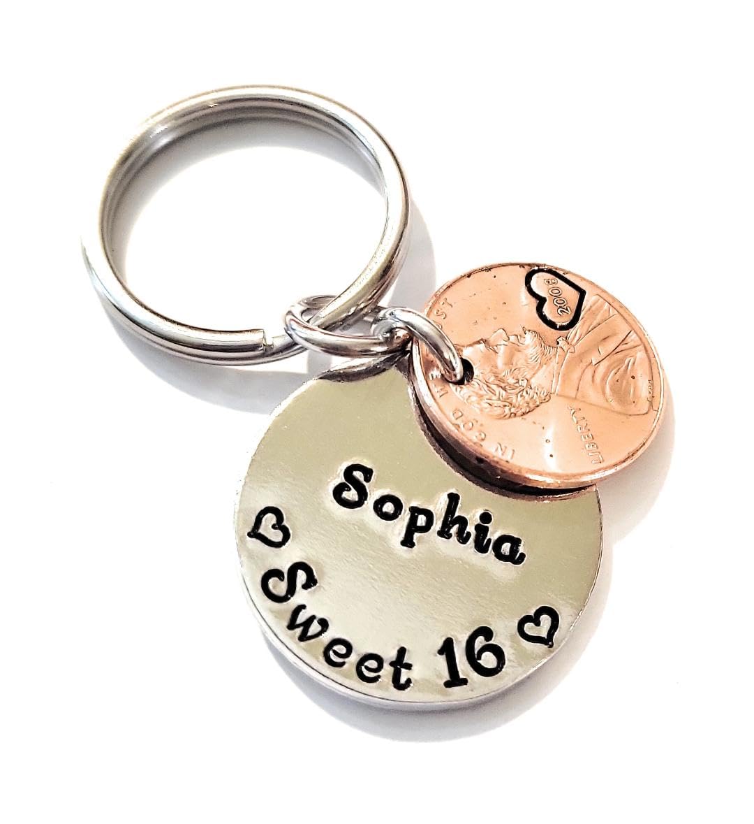 Happy, Sweet 16 Birthday, Coin Lucky (Birth Year), Penny Key Chain, Gift for Teenage, New Driver
