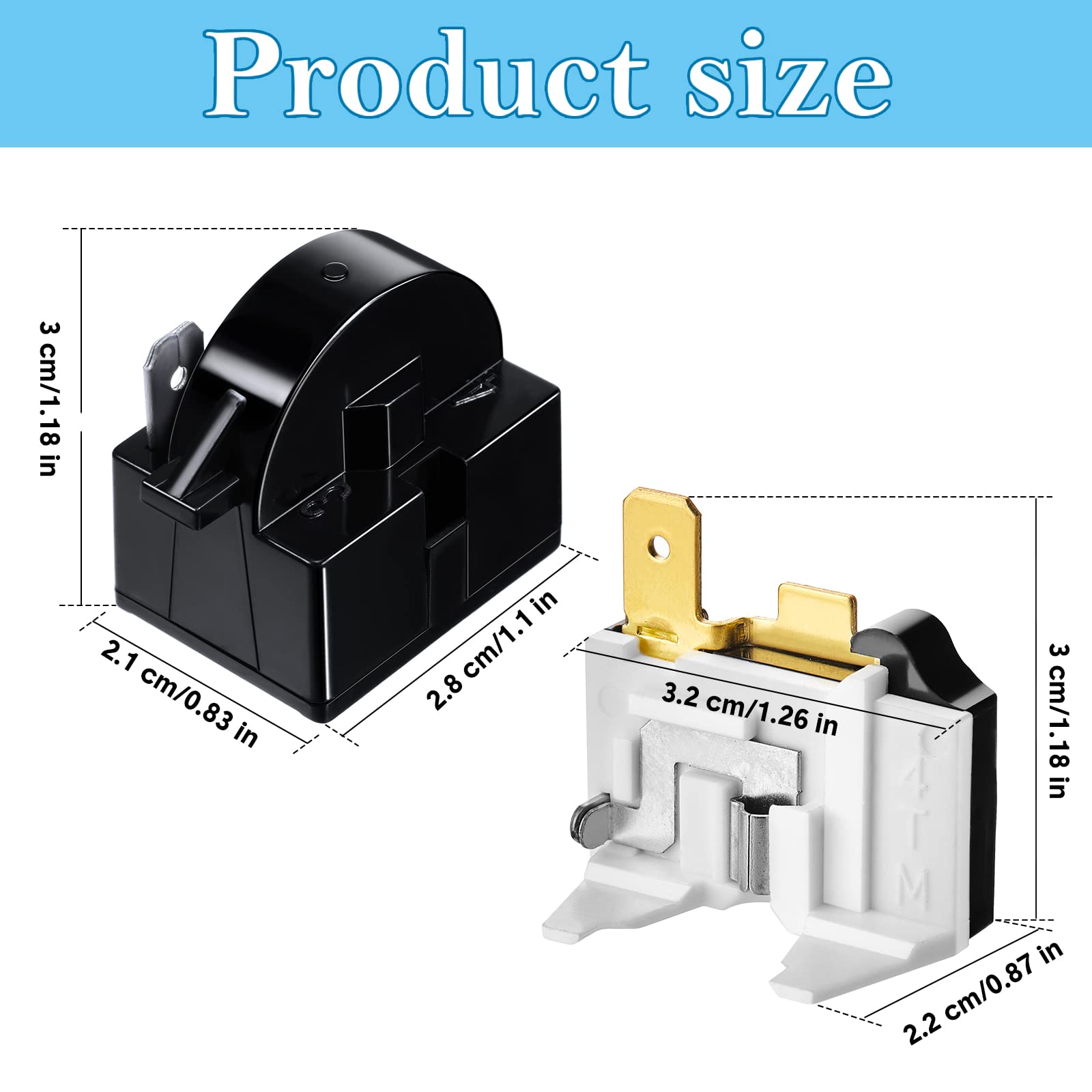 Mudder QP2-4.7 PTC Starter Relay 1 Pin Refrigerator Starter Relay and 6750C-0005P Refrigerator Overload Protector Compatible wit