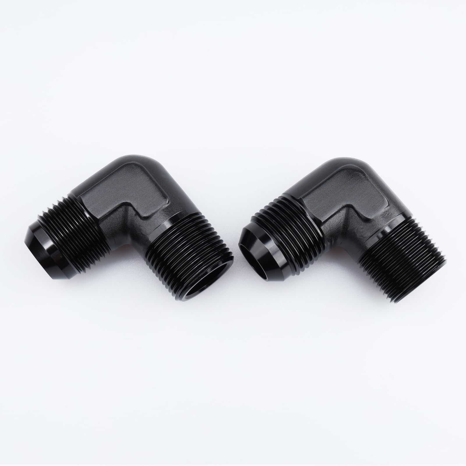 Ac Performance 90 Degree Elbow -12 An Male To 3/4'' Npt Male Fitting Adapter Connector Aluminum Black, Pack Of 2