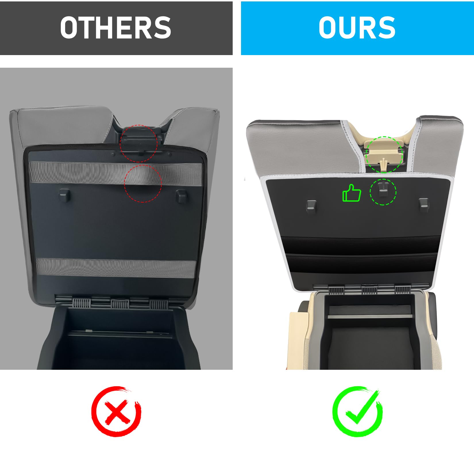 Sinvanho Center Console Armrest Cover For 2015-2024 Ford F150 F250 F350 F450 F550 With 40/20/40 Jump Seat, Pu Leather Middle Con