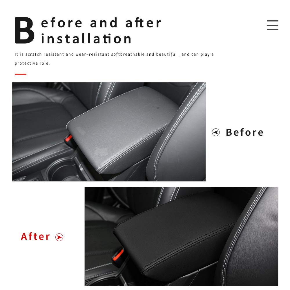 Intget Car Center Console Armrest Cover For 2024 Subaru Forester Accessories 2019 2020 2021 2022 2023 Leather Middle Arm Rest Box Lid Cover Seat Pad Protector(Black)