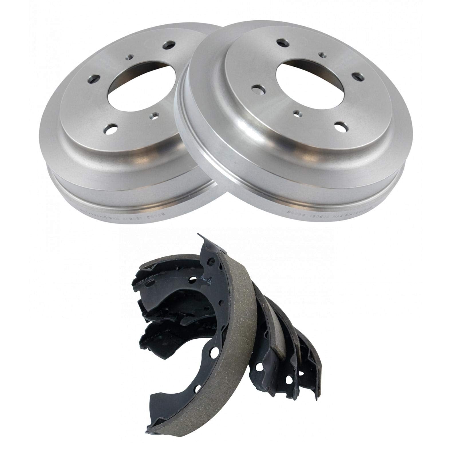 TRQ Brake Drums & Shoes Rear Kit Compatible with 01-06 Nissan Sentra