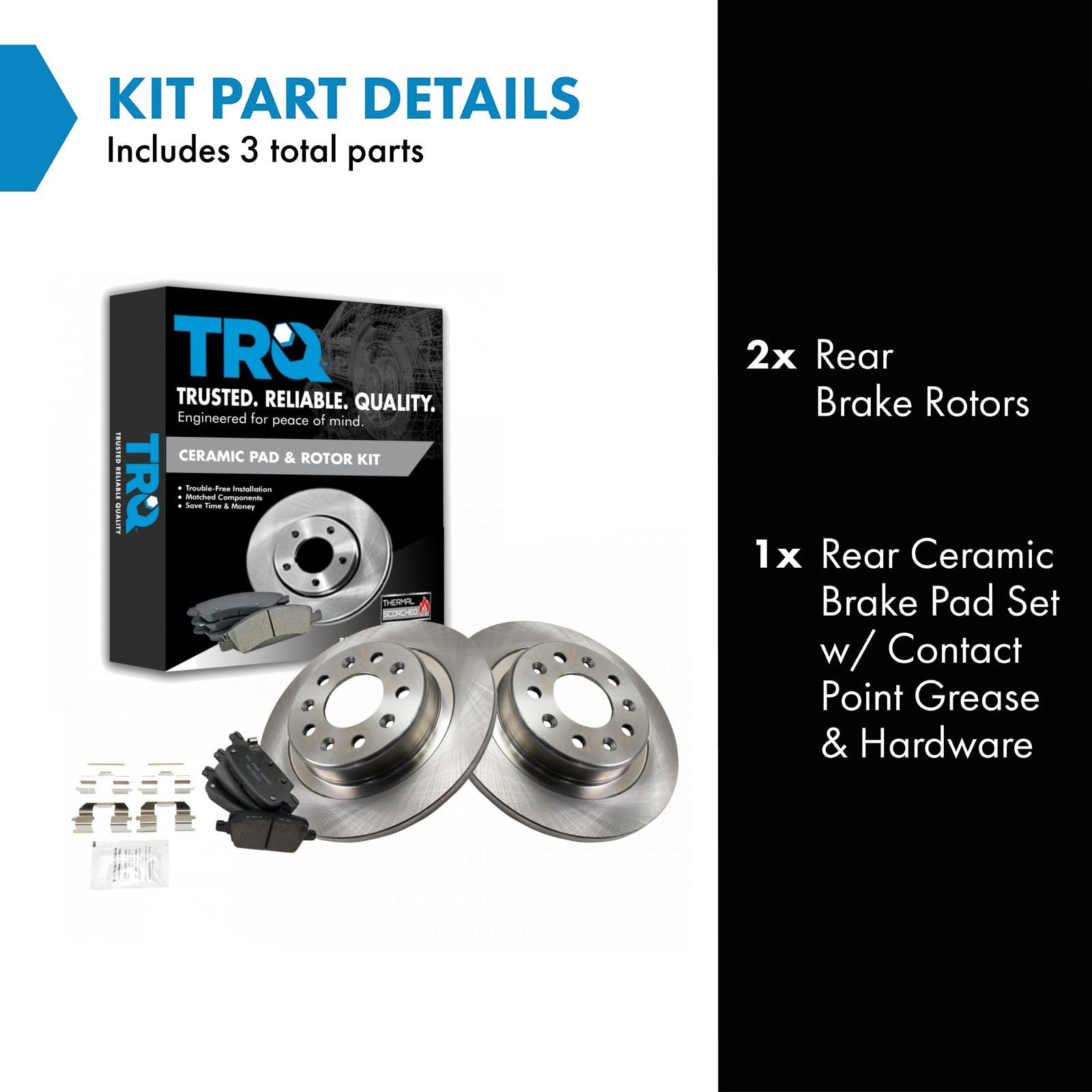 TRQ Rear Brake Pad & Rotor Kit Brake Pads Brake Rotor Ceramic Compatible with 2016-2019 Chevrolet Malibu