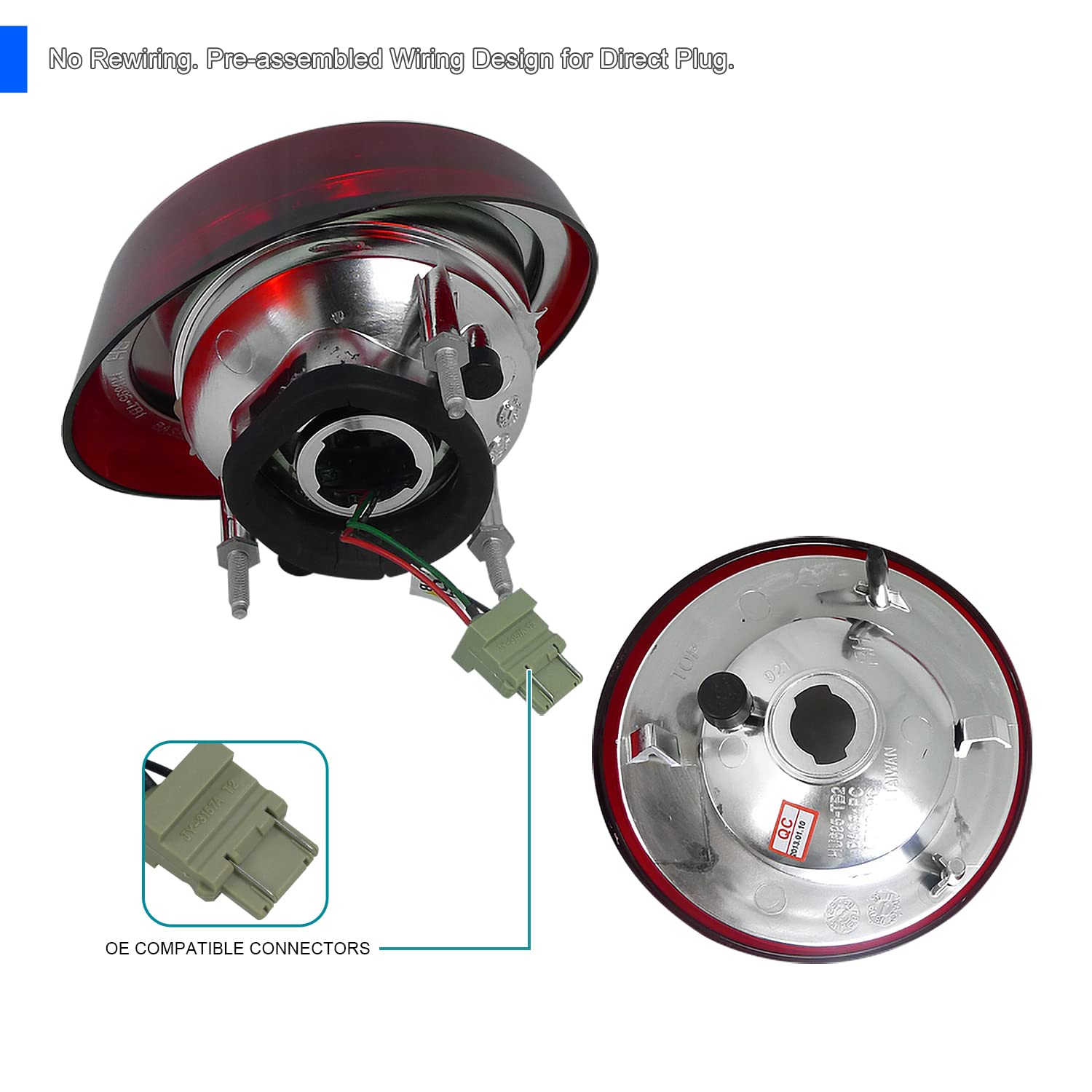 SPEC-D TUNING LED Tail Lights Brake Lamps Red Clear Lens Compatible with 2005-2010 Chevy Cobalt Coupe 2 Door, Left + Right Pair Assembly