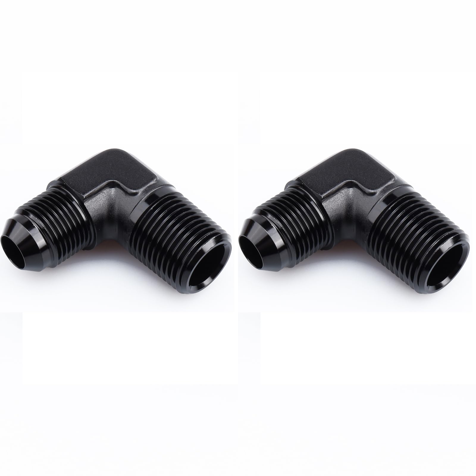 Ac Performance 90 Degree Elbow -10 An Male To 3/4'' Npt Male Fitting Adapter Connector Aluminum Black, Pack Of 2