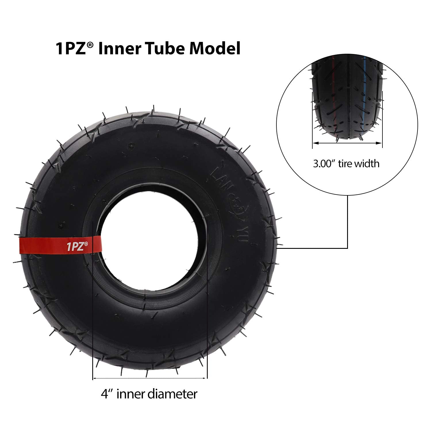 1Pz Re3-34W 3.00-4 (10'X3', 260X85) Tire & Inner Tube With Tr87 Bent Valve Stem For Pocket Rocket E300 E325 Ezip Scooter Mini Chopper Bike Go Kart Bladez Gas Electric Mobility