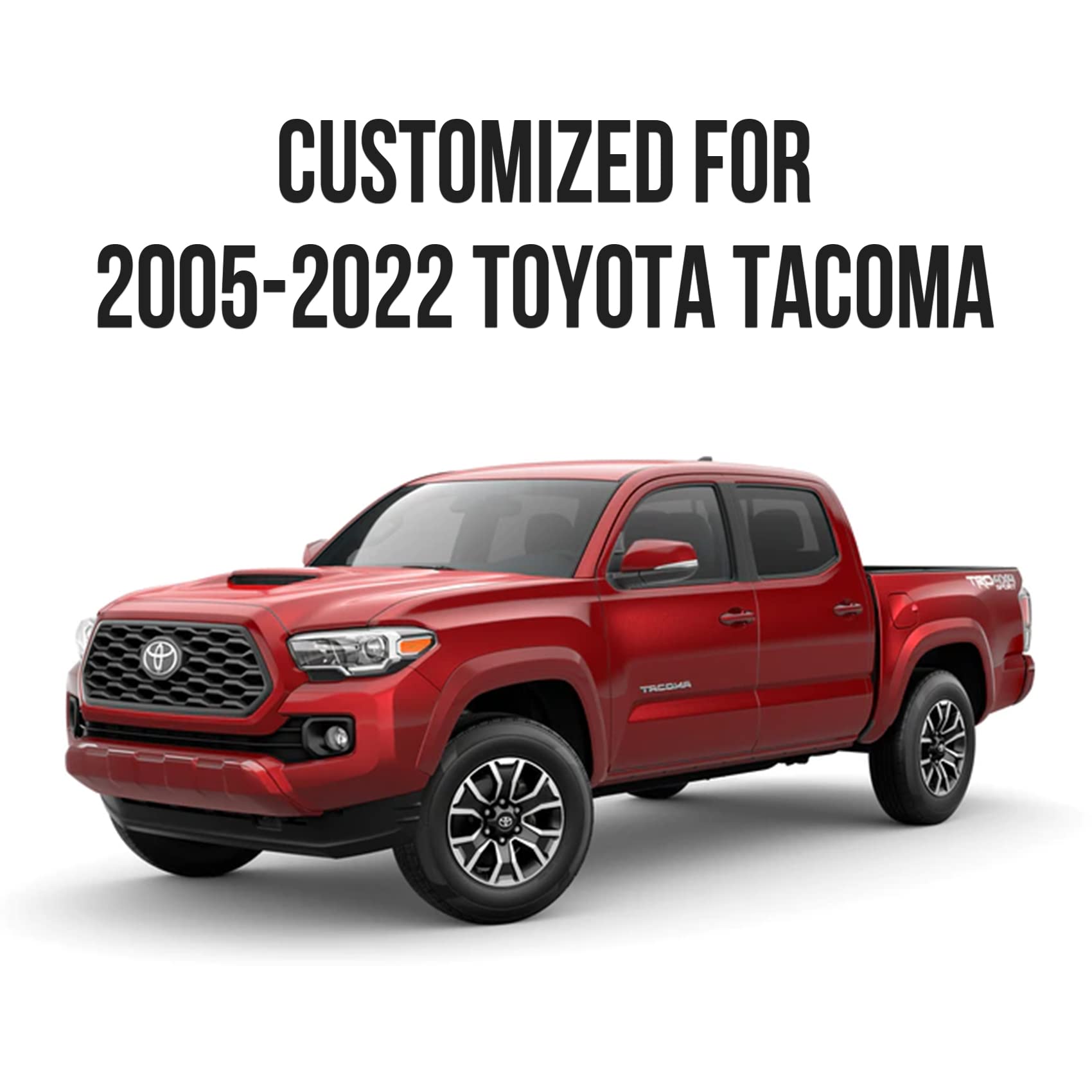 Tomatoman Tacoma Seat Covers Customized For 2005-2023 Sport Extended Sr V6 Pickup Limited, Waterproof Faux Leather Cushions(Full Set, Black)