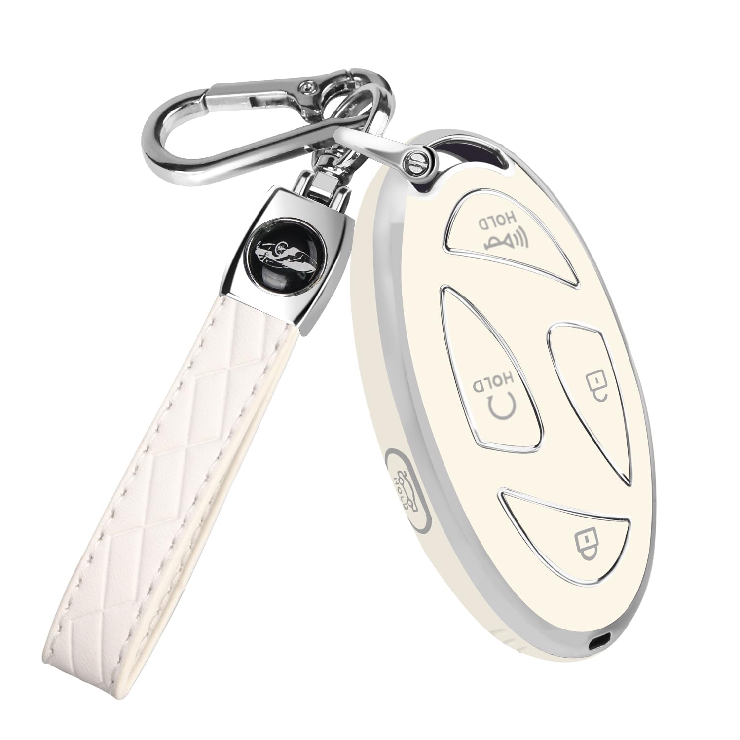 QBUC for Hyundai Ioniq 6 Key Fob Cover,TPU 360 Degree Car Key Case Protector with Leather Keychain Compatible with Hyundai Ioniq