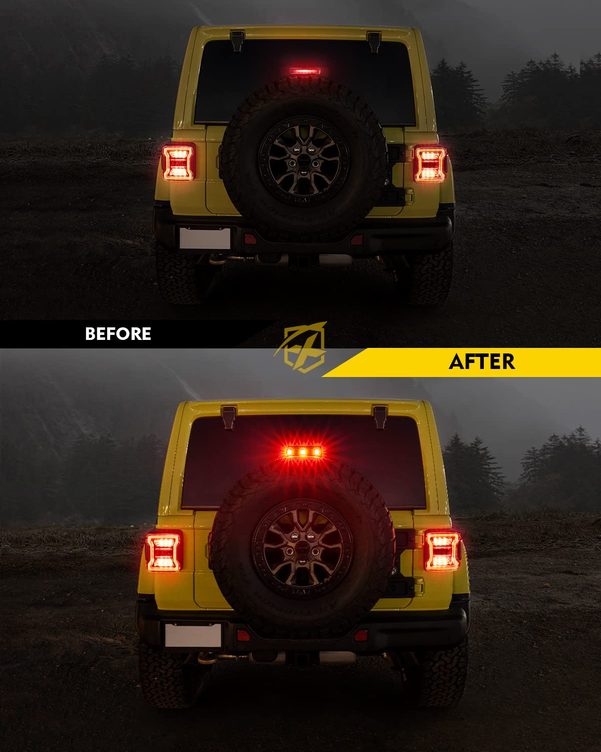 Xprite Upgrade Led Third Brake Lights Compatible With Jeep Wrangler Jl Jlu 2018-2022, Dot Approved High Mount Stop 3Rd Tail Ligh