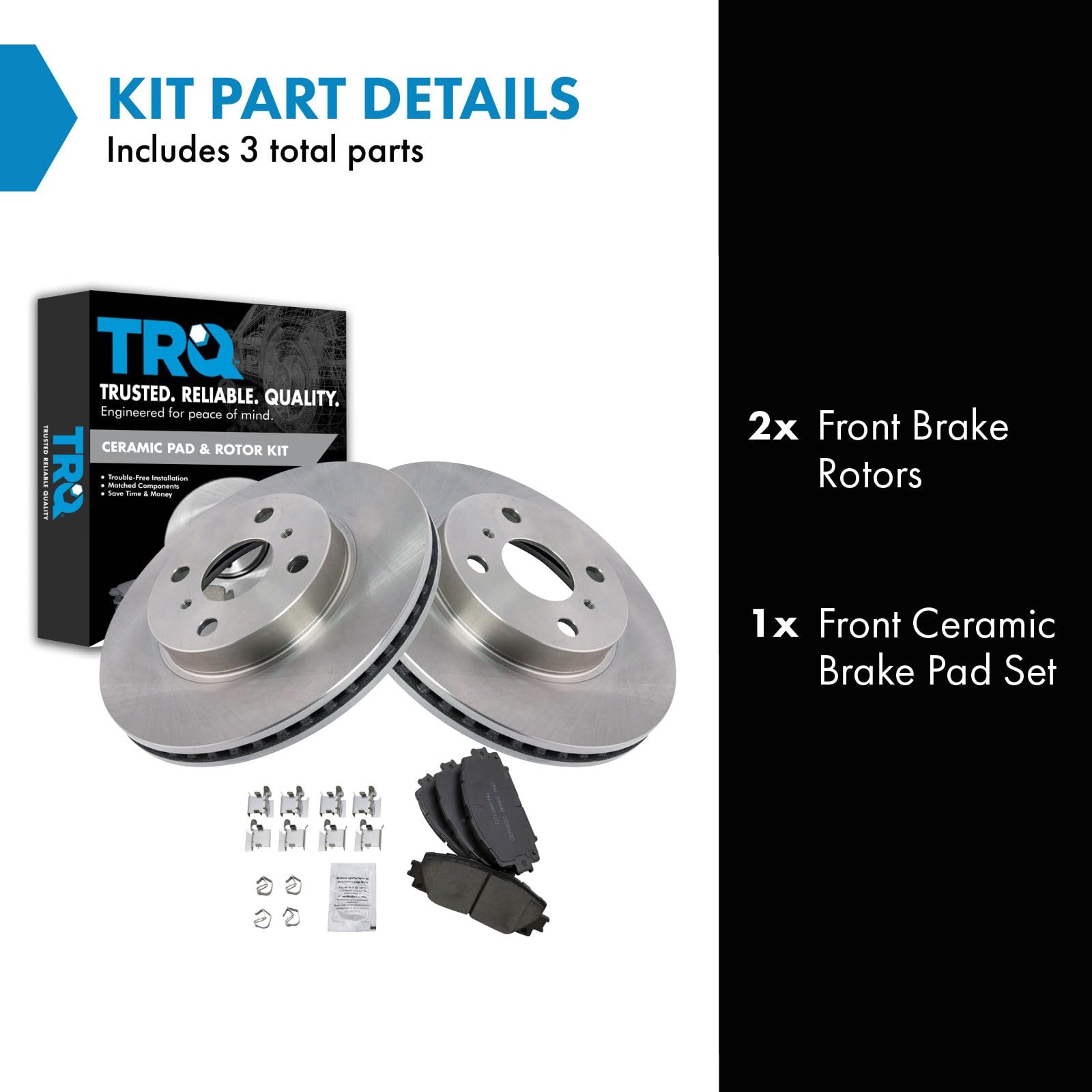 Trq Front Brake Pad & Rotor Kit Brake Pads Brake Rotor Ceramic Vented Compatible With 2013 Scion Iq 2012-2019 Toyota Prius C 200