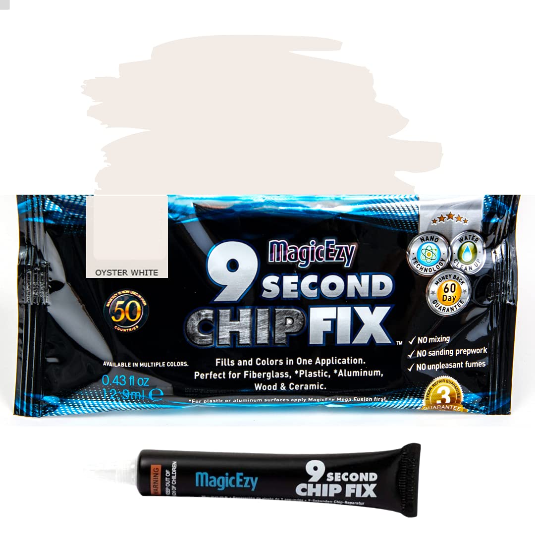 Magicezy 9 Second Chip Fix - (Oyster White) - All-In-One Fiberglass Repair Filler For Boats And Fiberglass Gelcoat - Strong Mari