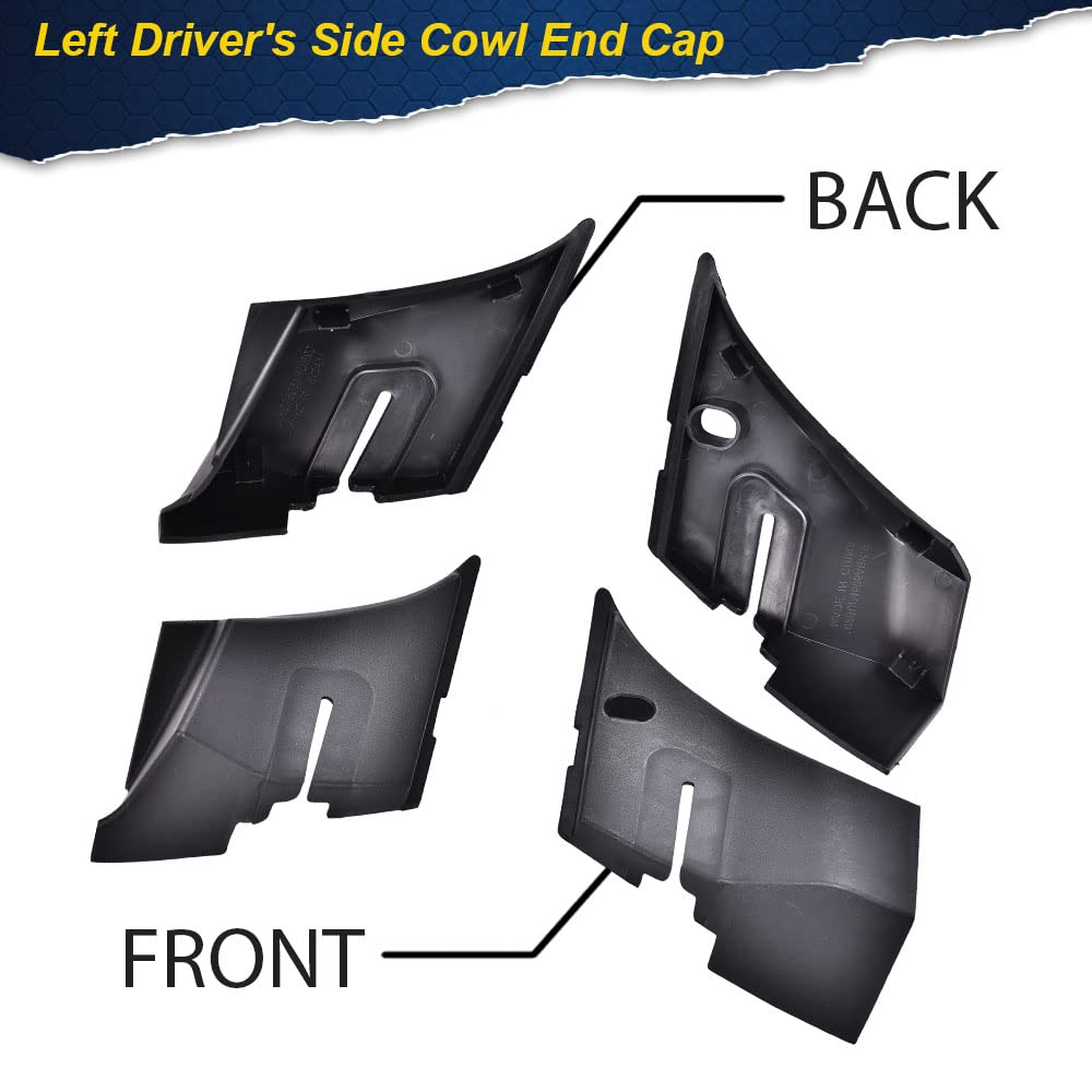 Pit66 Windshield Wiper Cowl End Panel, Compatible With 2007-2013 Chevy Silverado Truck 1500 2500 3500