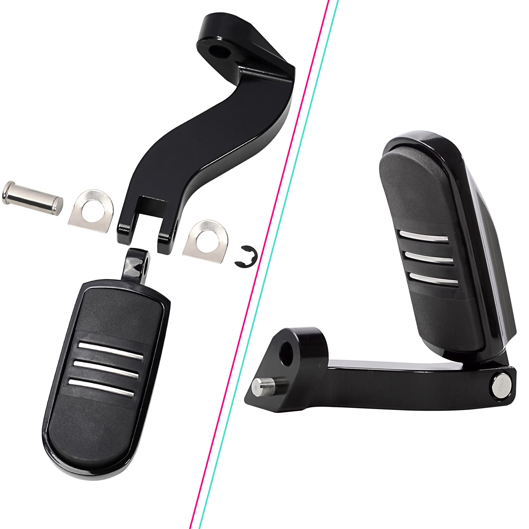 FOVPLUE Passenger Footpeg Kit, Footrest + Passenger Pegs Mounting for Harley 1993-2024 Touring Road Glide FLT, Electra Glide FLH