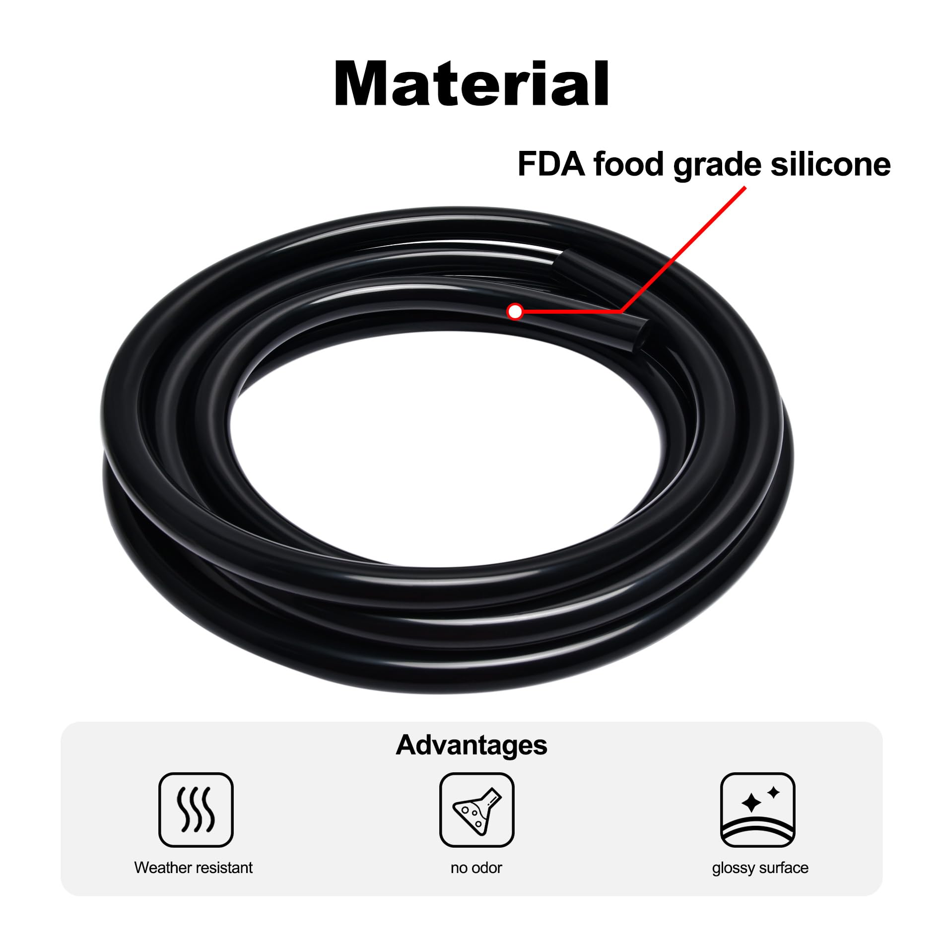Evil Energy 5/32 Silicone Vacuum Tubing Hose Line 5Ft 130Psi Max Pressure Black (4Mm Id)