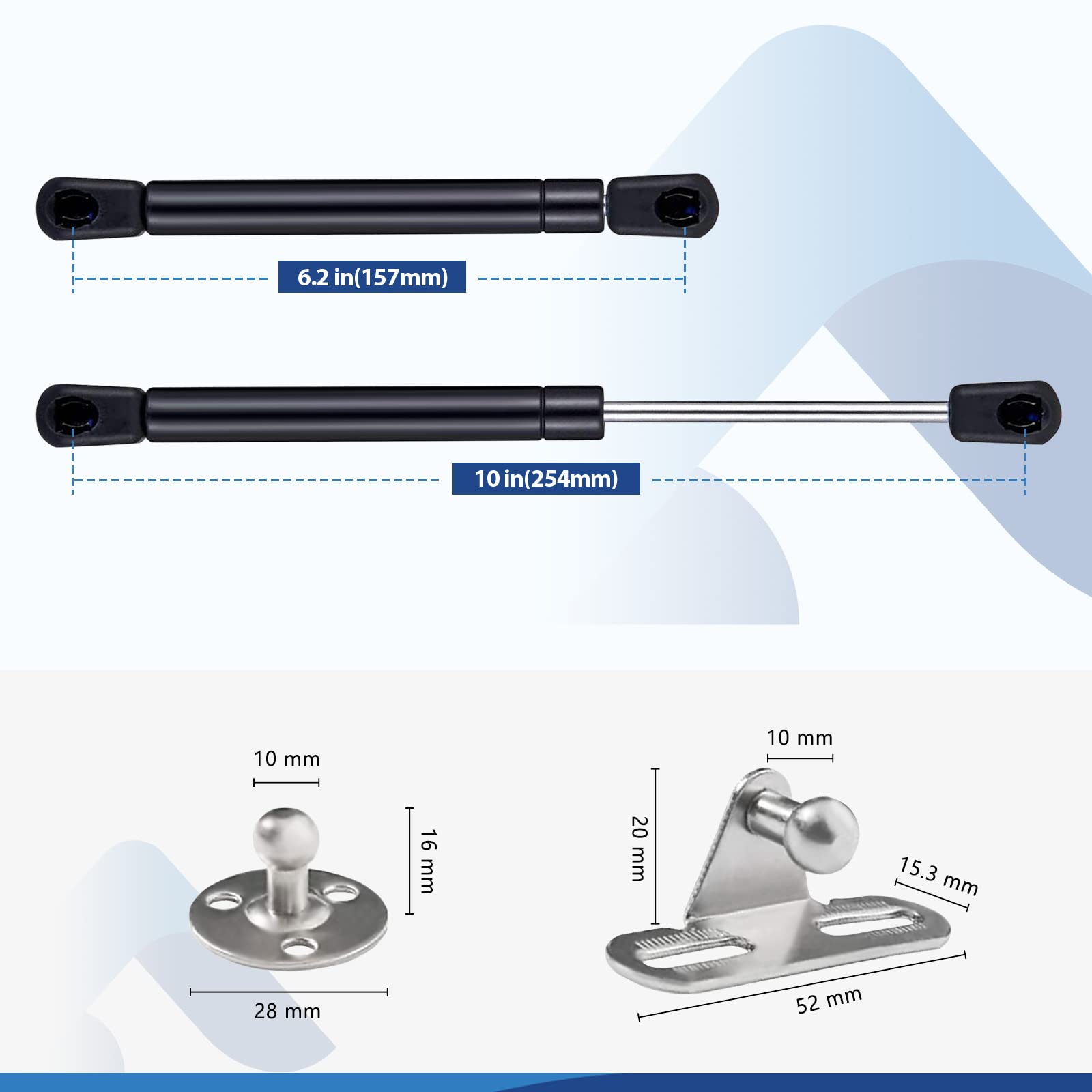 ARANA 10in Gas Strut 33lb/150N Shocks Spring, Tool Box Shocks 10 Inch, Lift Support Gas Struts for Cabinets Truck Tool Toy Box L