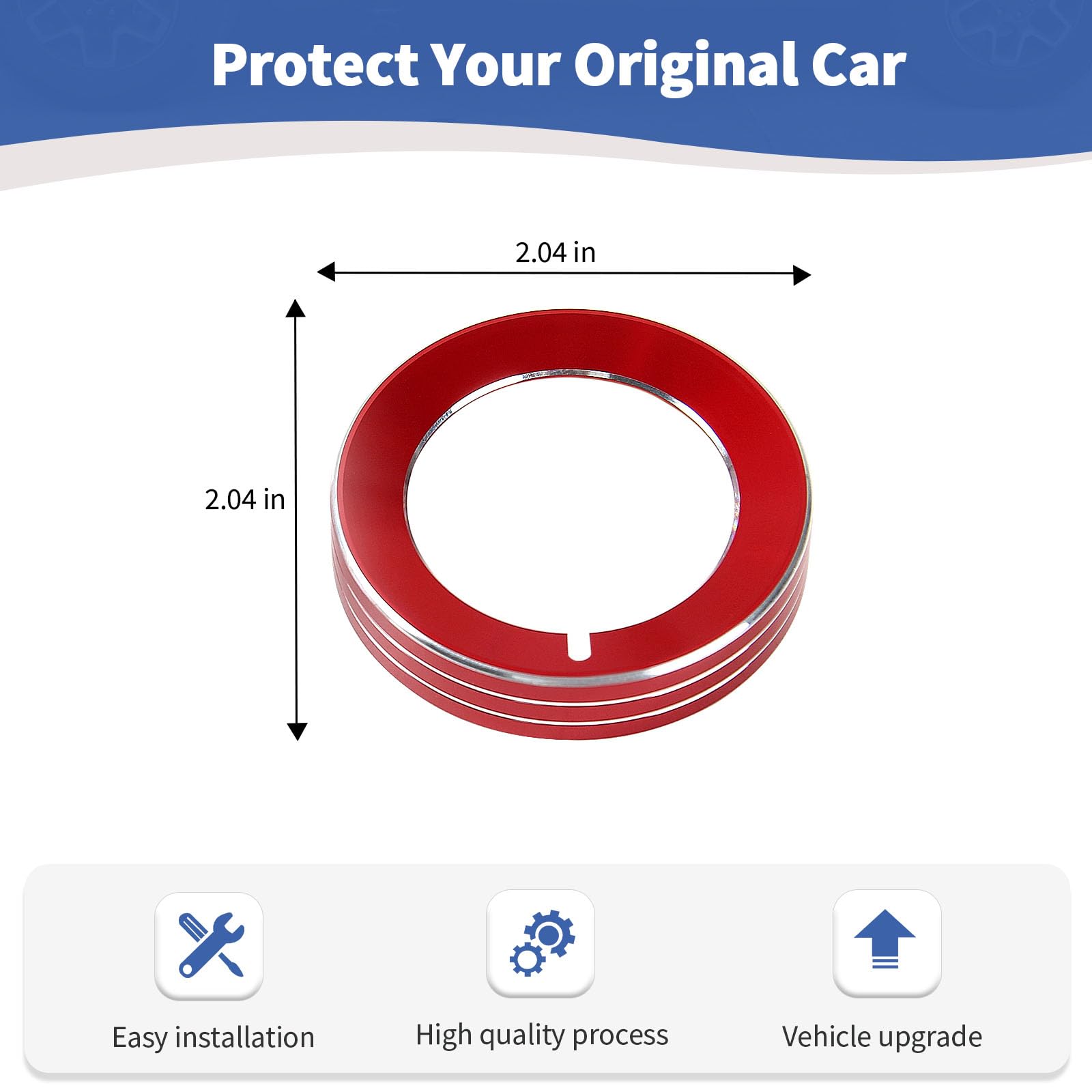 Rt-Tcz For F150 Headlight Switch Knob Ring Trim Cover For Ford F150 Mustang 2015-2020 Red Interior Accessories