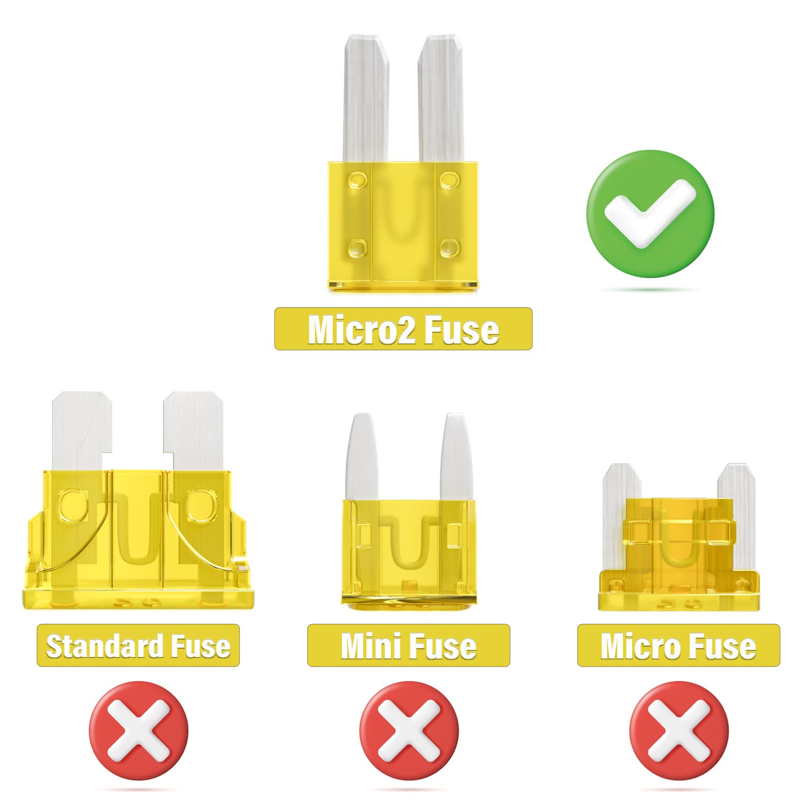 ALLECIN 20 Amp Micro2 Fuse 20Amp Micro 2 Car Fuses 20A Automotive APT ATR Blade Fusibles para Autos for RV Vehicle Truck Motorcy