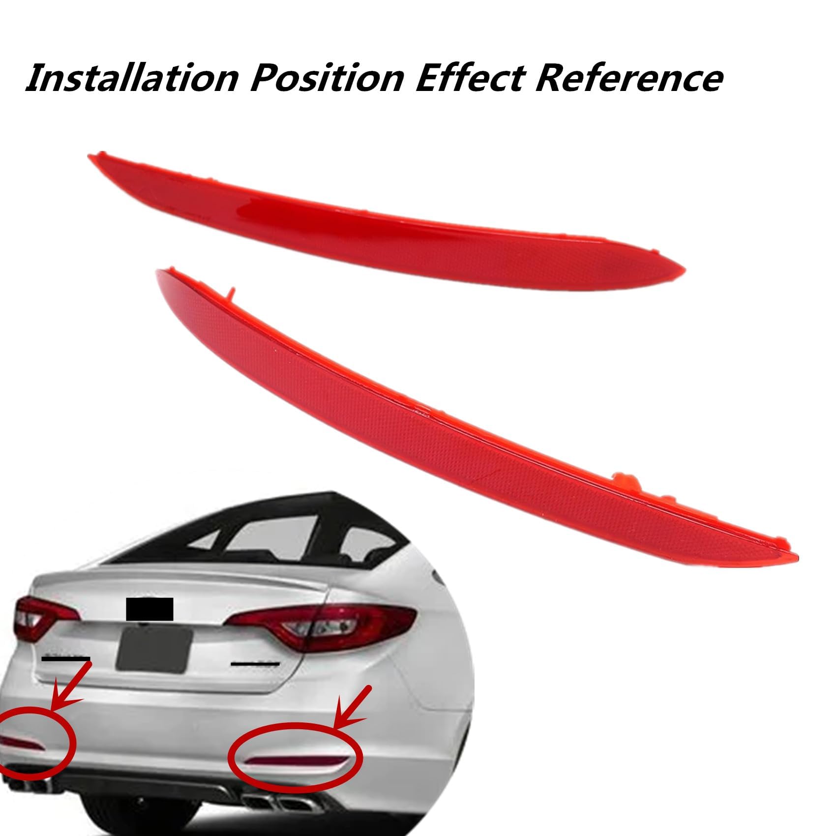 Priprilod 1 Pair Rear Driver & Passenger Side Bumper Reflector Compatible with Hyundai Sonata 2015 2016 2017 Replace# 92405-C100