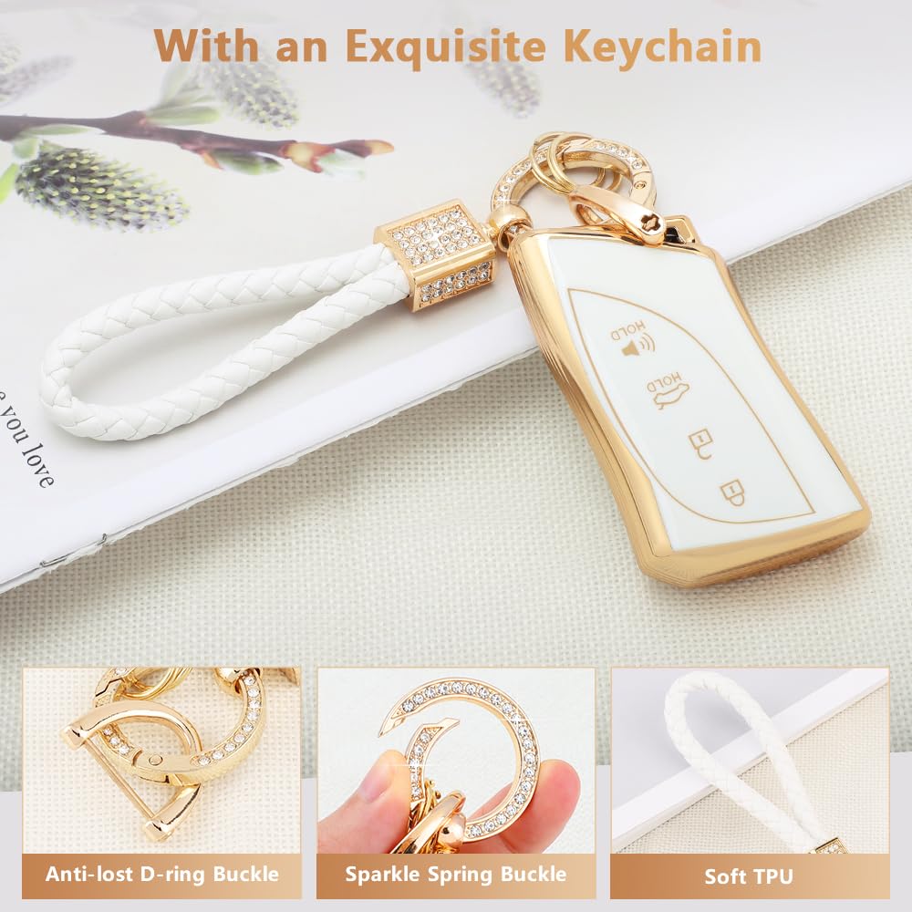 Pifoog Key Fob Cover For Lexus Ux Gx Es Lc Rc Ls Nx Accessories Bling Cute Car Remote Key Shell Case Keychain Holder Protector P