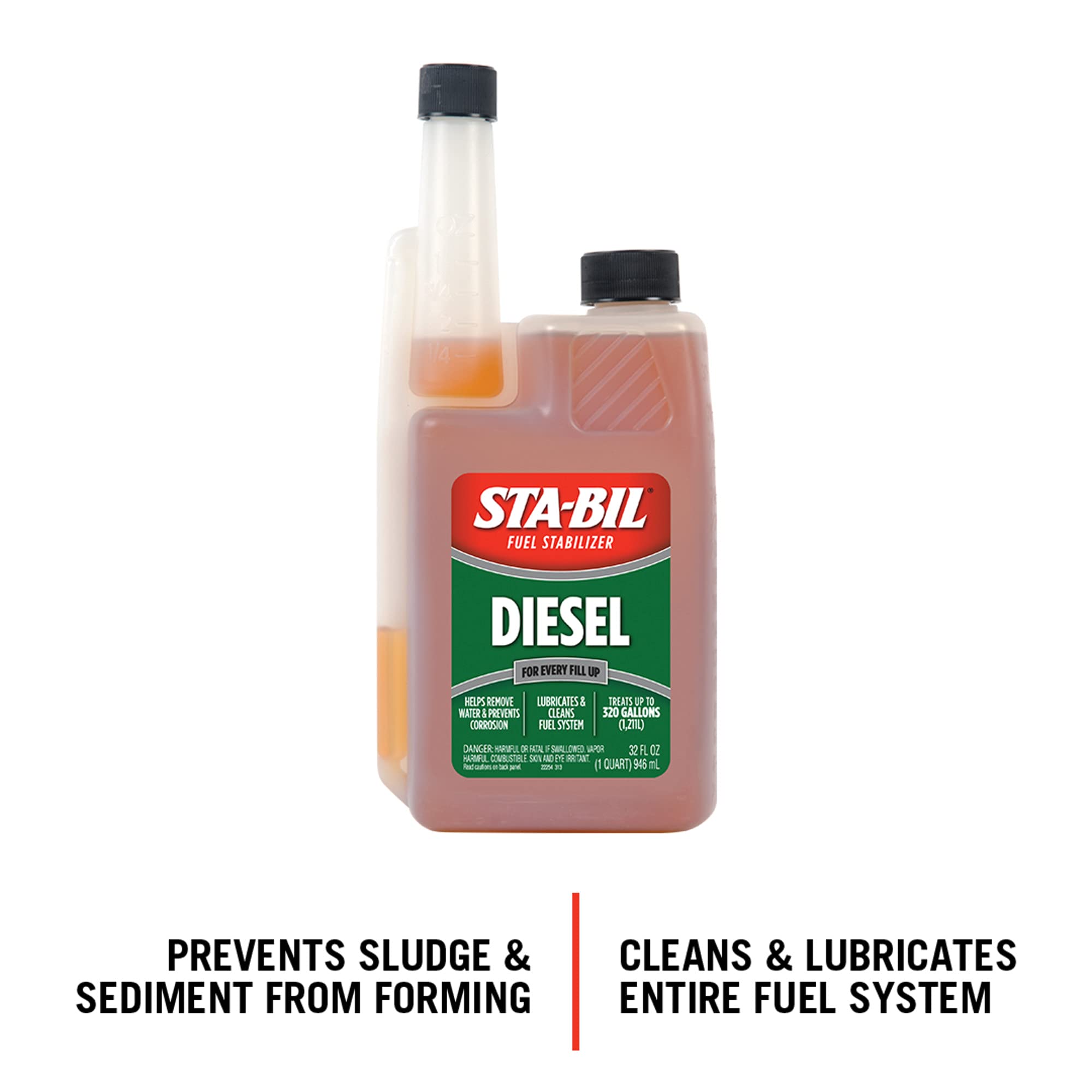 Sta-Bil Diesel Fuel Stabilizer And Performance Improver - Keeps Diesel Fuel Fresh For Up To 12 Months - Lubricates And Cleans The Fuel System - Treats 320 Gallons, 32 Fl. Oz. (22254)