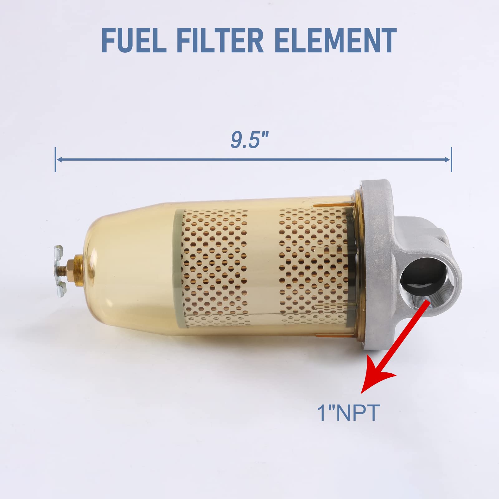 Dicmic 496 Fuel Tank Filter Assembly With Wrench Replacement For Gasoline And Diesel Water Separate 30 Micron Max 25 Gpm 150 Psi With 1” Npt Top Cap Replace# B10-Al