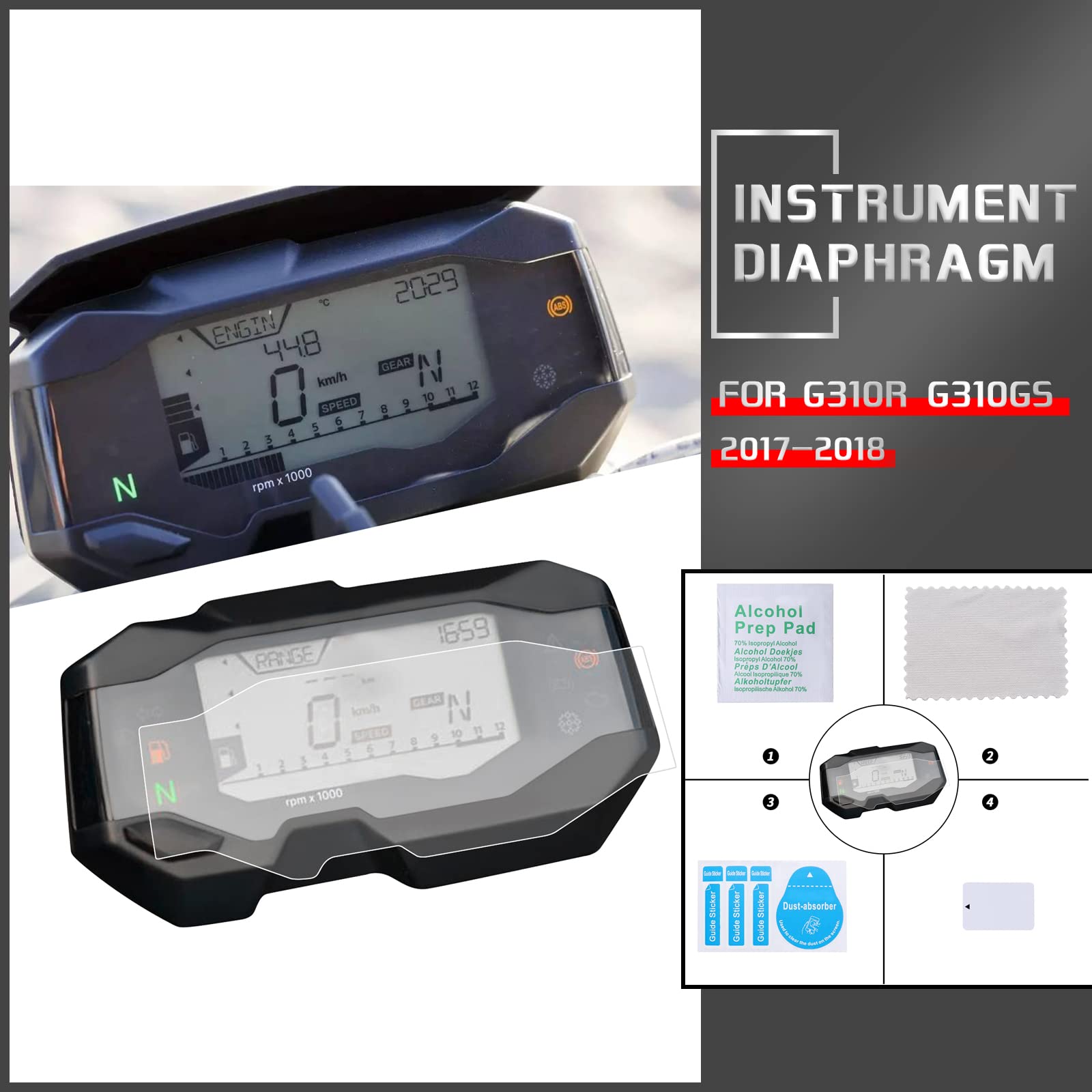 Worldmotop Screen Protector Instrument Film Motorcycle Scratch Cluster Dashboard Protection Compatible With Bmw G310Gs G310R G310 Gs 2017 2018