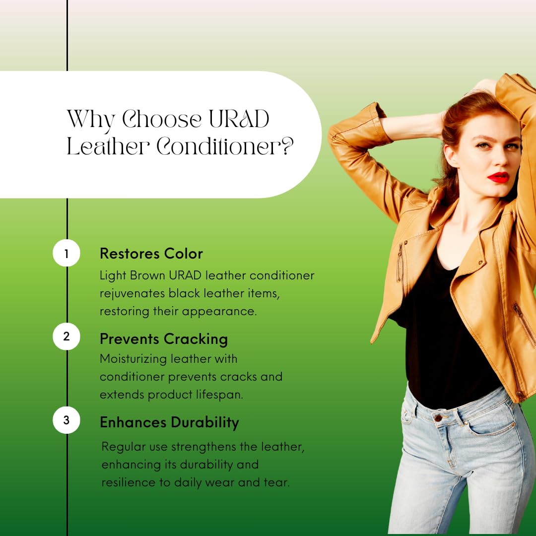 Urad Leather Conditioner, Light Brown, 50Ml - Restores, Protects & Polishes Light Brown Leather Shoes, Boots, Bags & Furniture