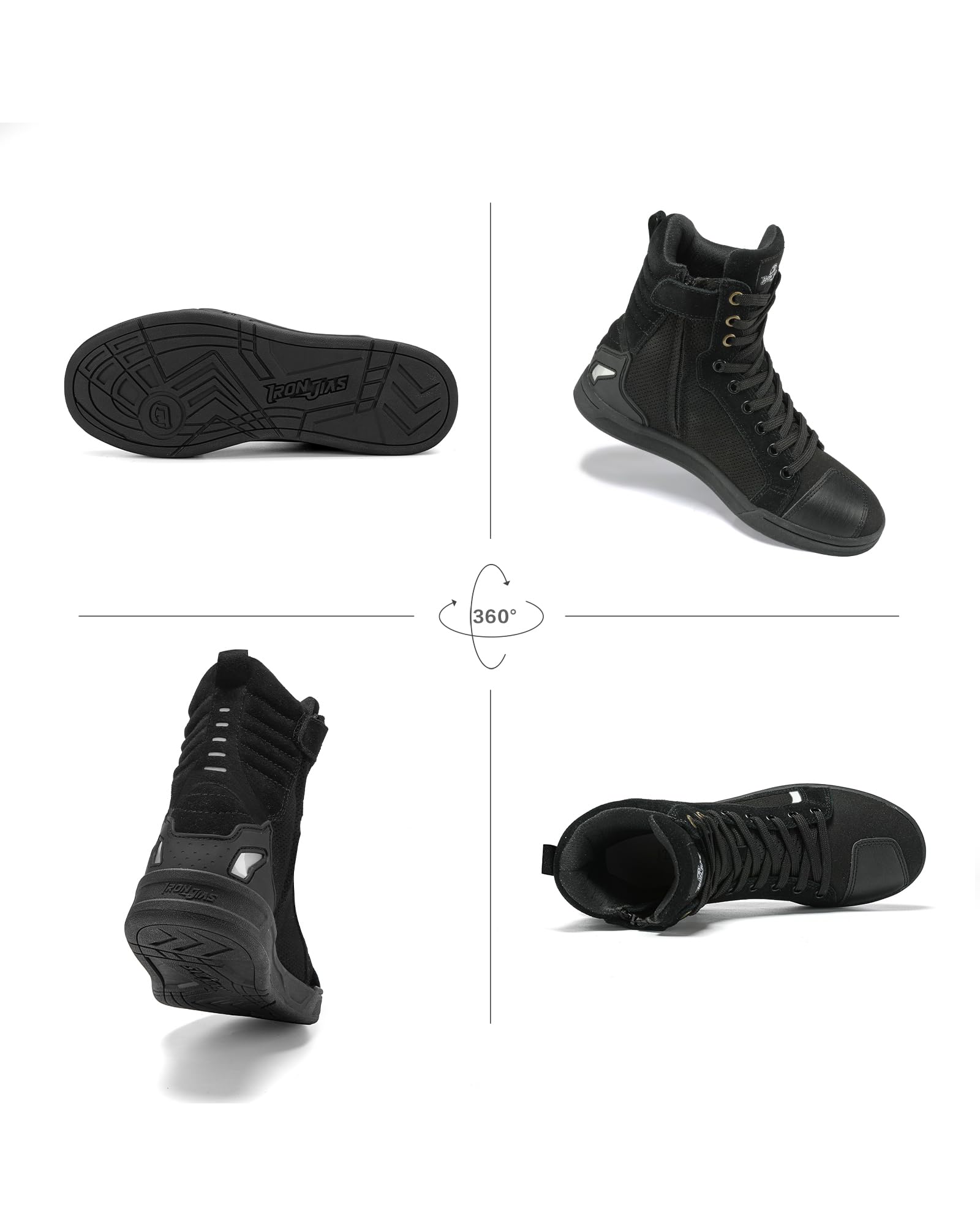 Borleni Motorcycle Boots Street Riding Shoes Anti-Slip Outdoor Trekking Hike Work Shoes For Men Black