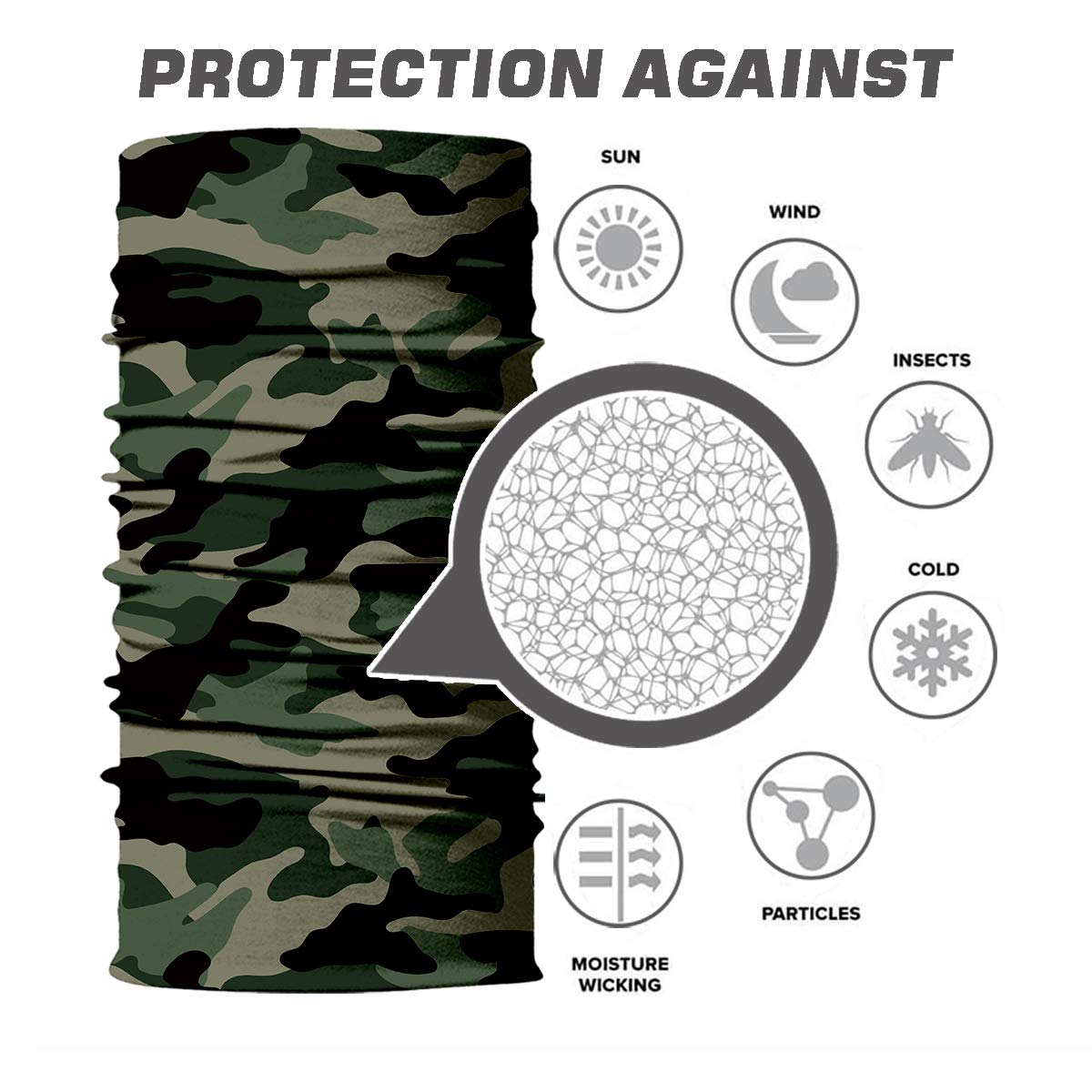 Mirkoo 3D Premium Breathable Seamless Tube Camouflage Half Face Mask, Windproof Dust-Proof Uv Protection Bicycle Bike Motorcycle