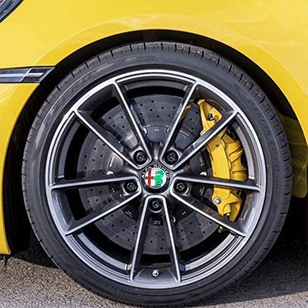 Jdclubs 4Pcs 2.22Inch Car Logo Abs Material Wheel Center Cap Sticker Wheel Emblem Badge Logo Stickers (Fit Alfa Black)