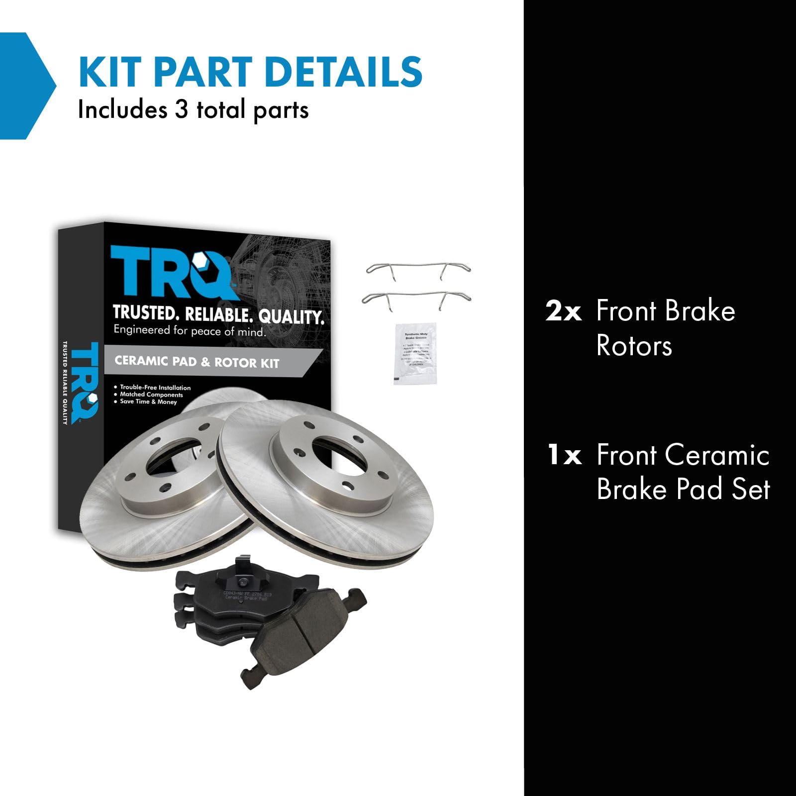 Trq Front Brake Pad & Rotor Kit Brake Pads Brake Rotor Ceramic Compatible With 2001-2007 Ford Escape 2001-2004 Mazda Tribute 200