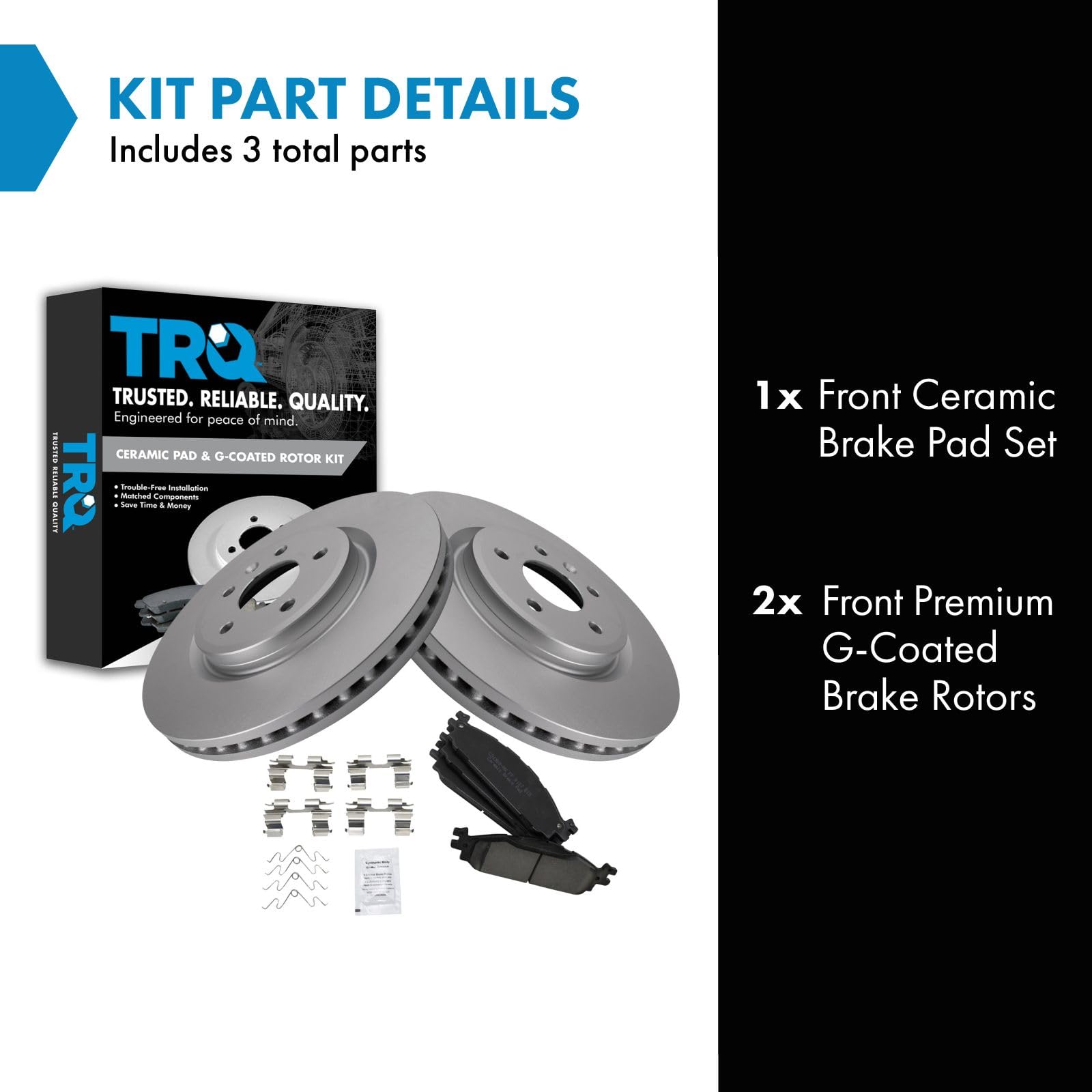 Trq Front Brake Pad & Rotor Kit Brake Pads Brake Rotor Ceramic Premium G-Coated Compatible With 2011-2019 Ford Explorer 2009-201