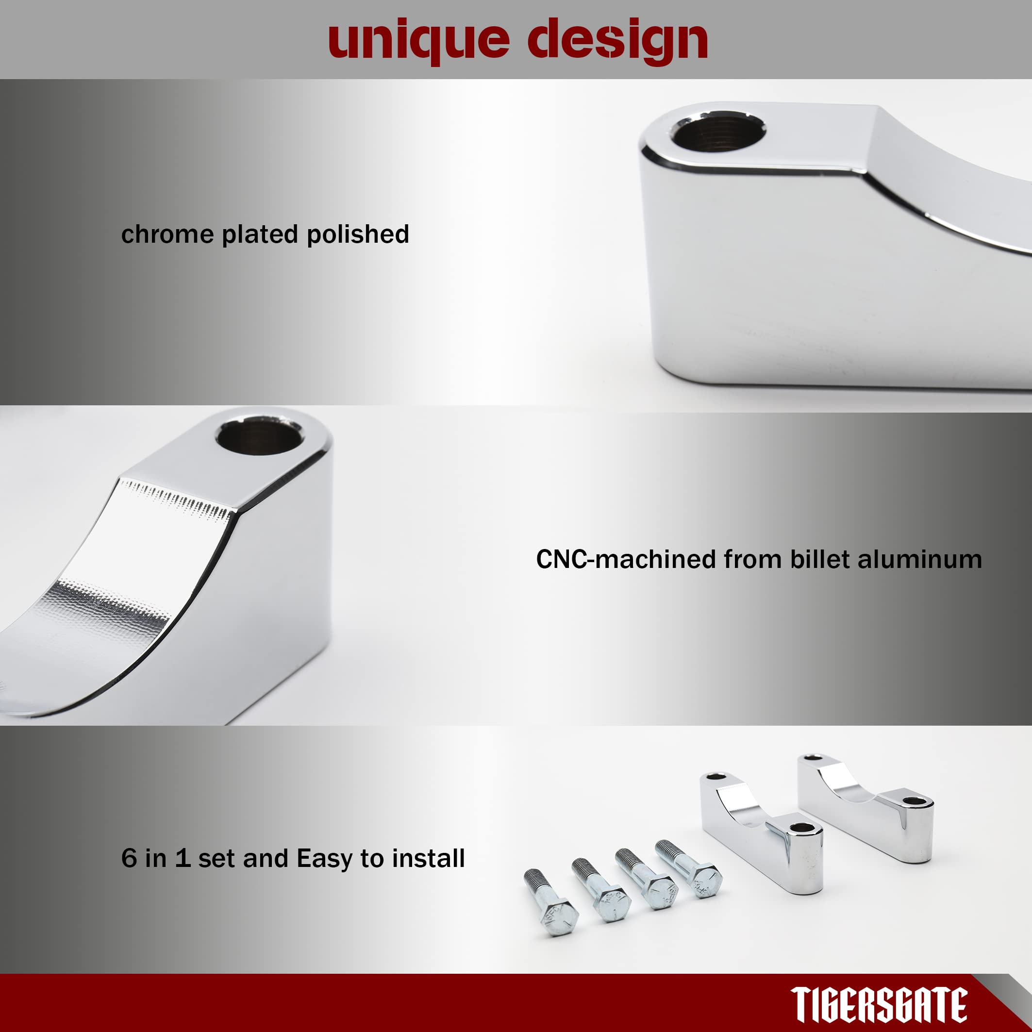 Tigersgate Chrome 21'' 23'' 26'' Front Fender Spacer Bracket Kit Fit For 1997-2013 Harley Touring Road King Street Glide Road Gl