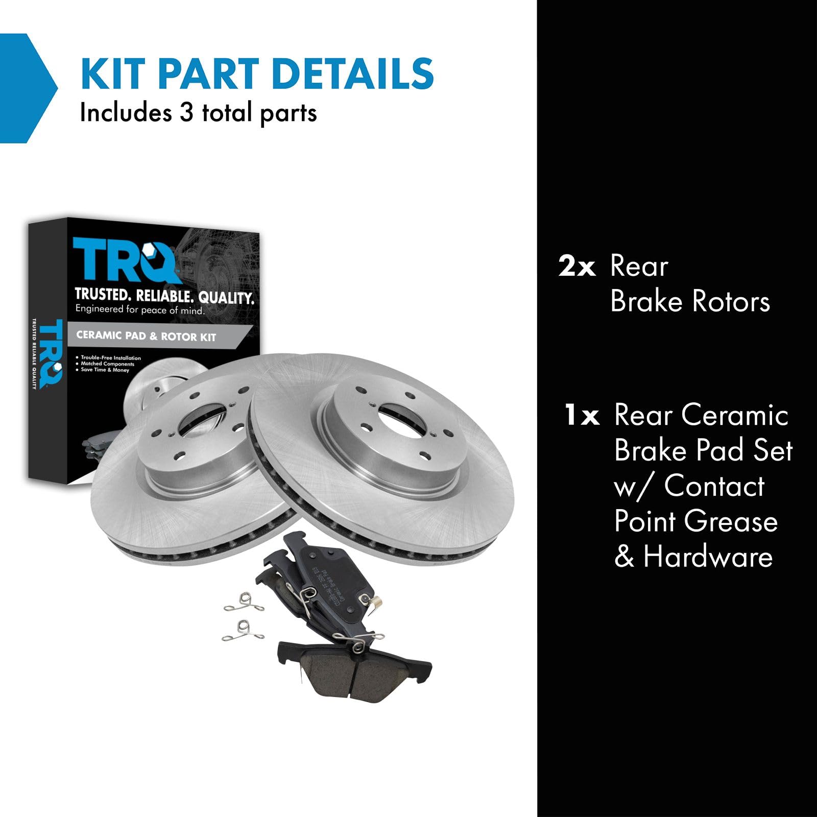 TRQ Rear Brake Pad & Rotor Kit Brake Pads Brake Rotor Ceramic Vented Compatible with 2015-2021 Subaru Legacy Outback 2017-2019 W