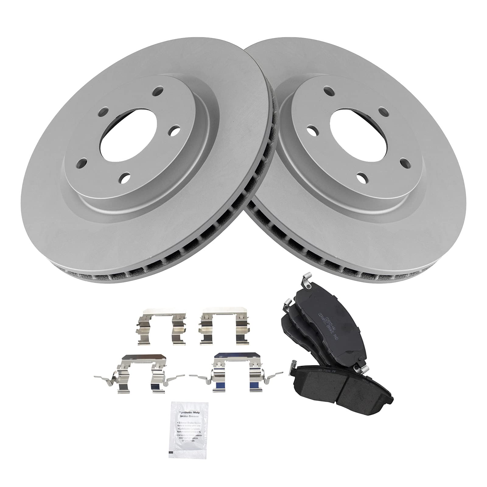 Trq Front Brake Pad & Rotor Kit Brake Pads Brake Rotor Ceramic Vented Premium G-Coated Compatible With 2007-2012 Nissan Sentra