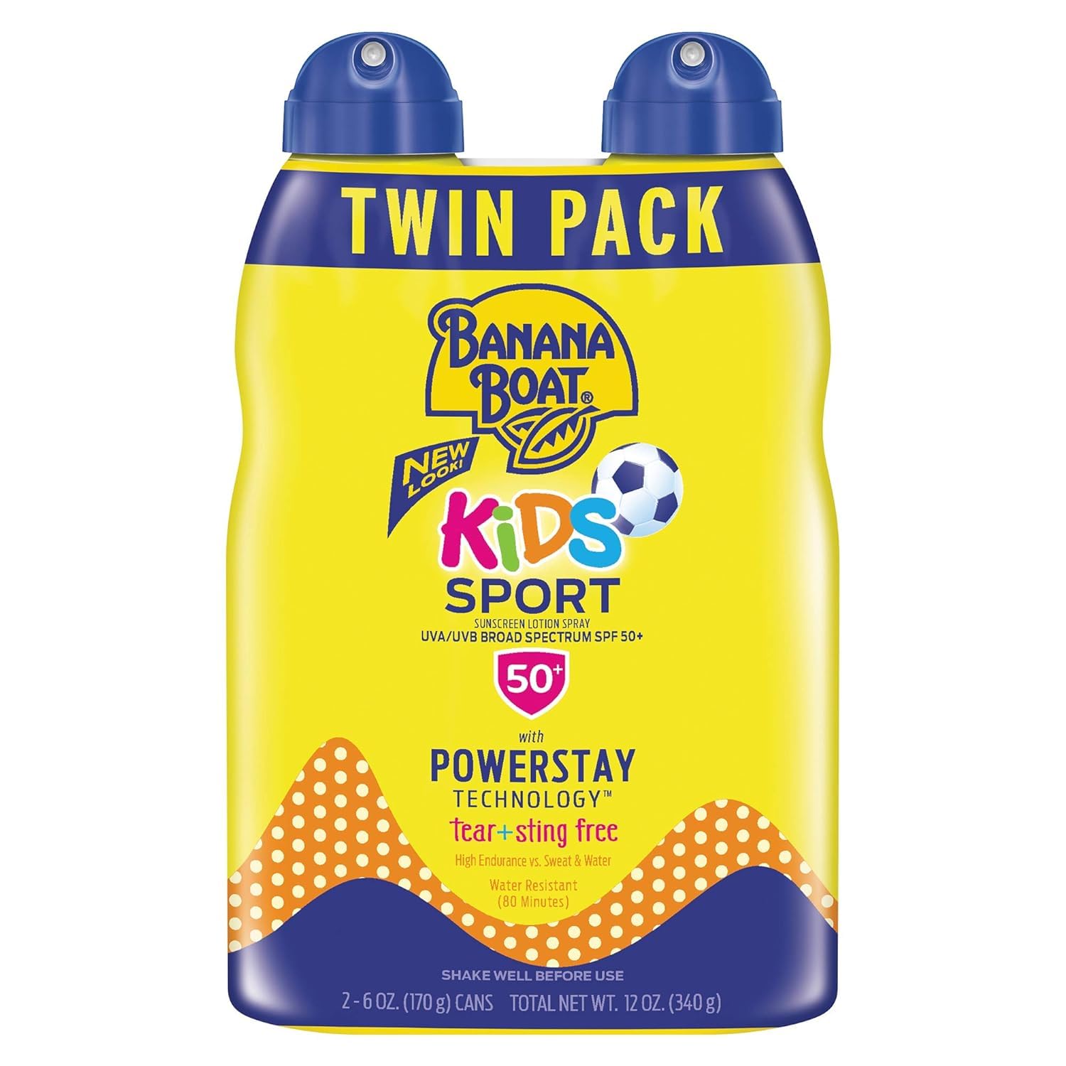 Banana Boat Kids Sport Sunscreen Spray SPF 50  Twin Pack | Kids Sunscreen Spray  Kids Sunblock Spray  Oxybenzone Free Sunscreen for Kids  Spray Sunscreen SPF 50  6oz each-New