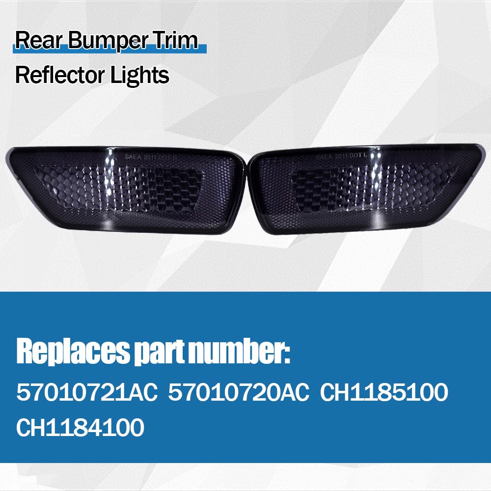 CULMKARI Black Rear Bumper Trim Reflector Lights Fits for 2012-2018 Jeep Grand Cherokee 2012-2020 Dodge Journey 2013-2017 Jeep L