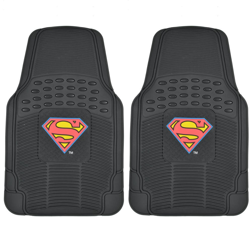 Bdk Superman Superhero Car Floor Mats, Officially Licensed Warner Bros Dc Comics, All Weather Interior Auto Protection, Heavy Du