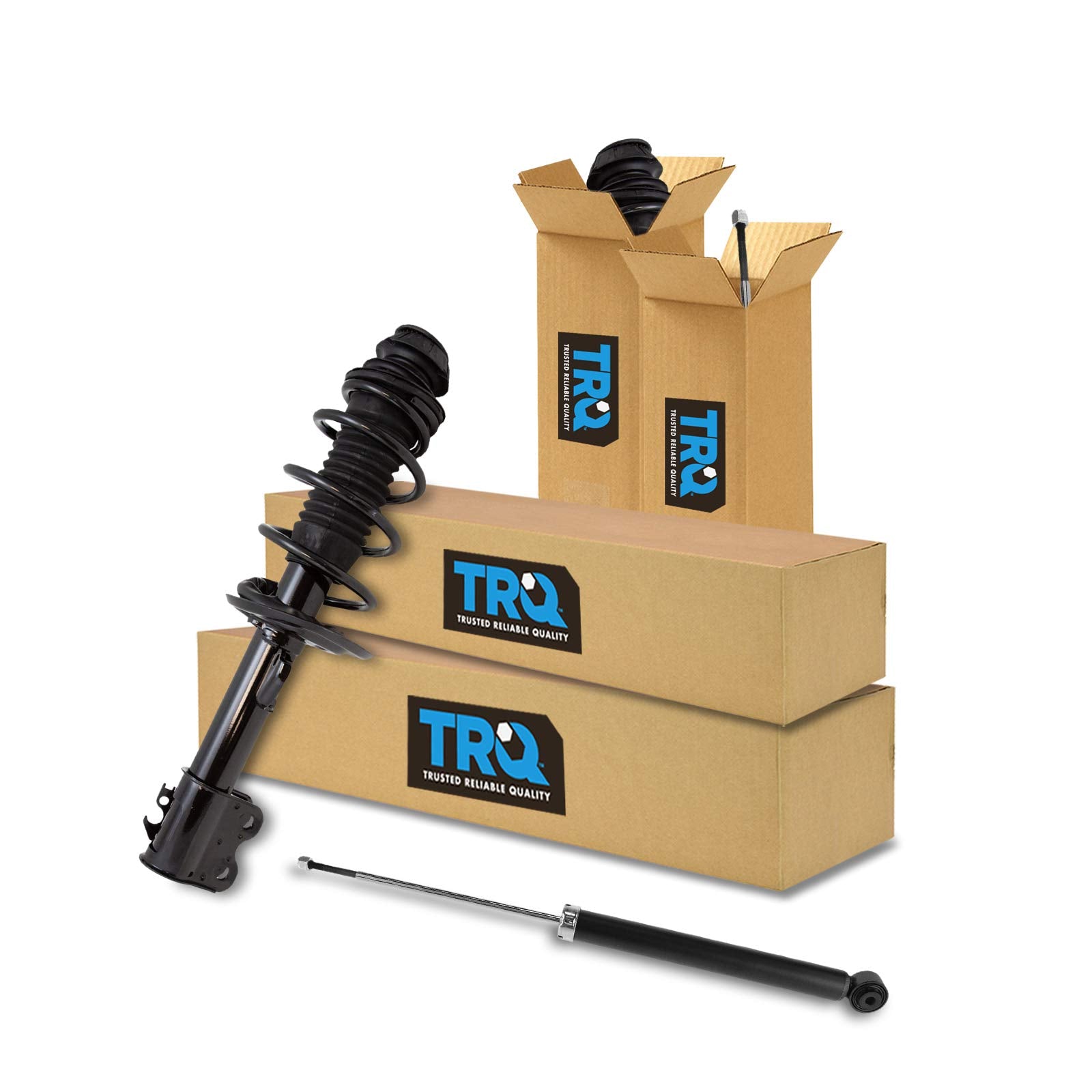 Trq Front And Rear Complete Strut Assembly & Shock Absorber Kit Complete Strut & Coil Spring Assembly Compatible With 2012-2015 