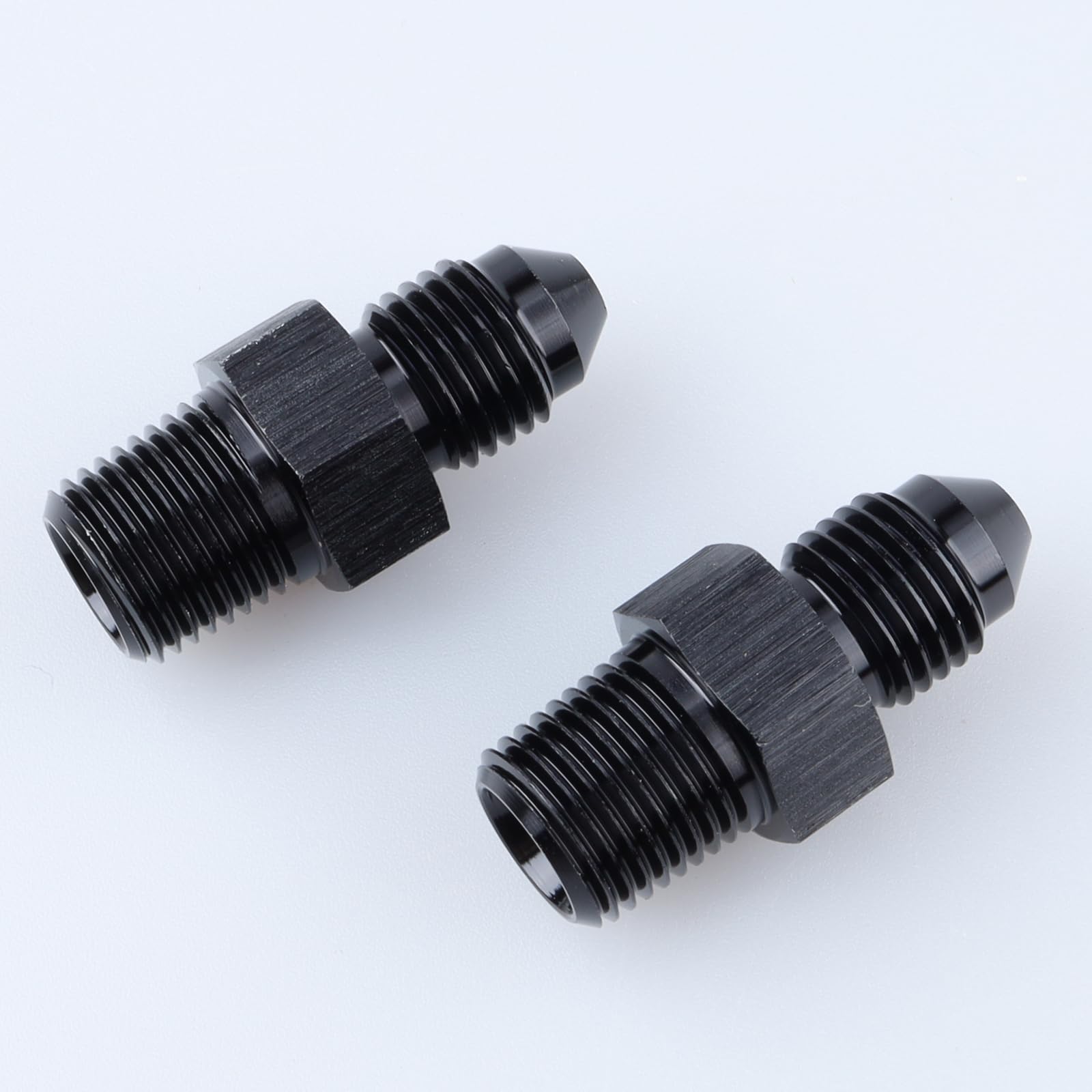 Ac Performance Male 1/8'' Npt To -3 An Flare Adapter Straight Aluminum Black, Pack Of 2