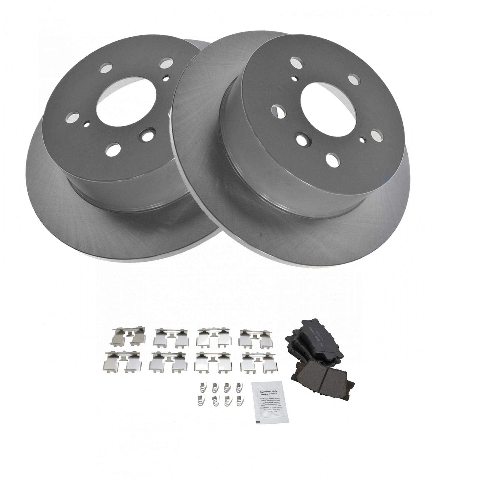 Trq Rear Brake Pad & Rotor Kit Brake Pads Brake Rotor Ceramic Premium G-Coated Compatible With 2007-2012 Lexus Es350 2008-2012 T