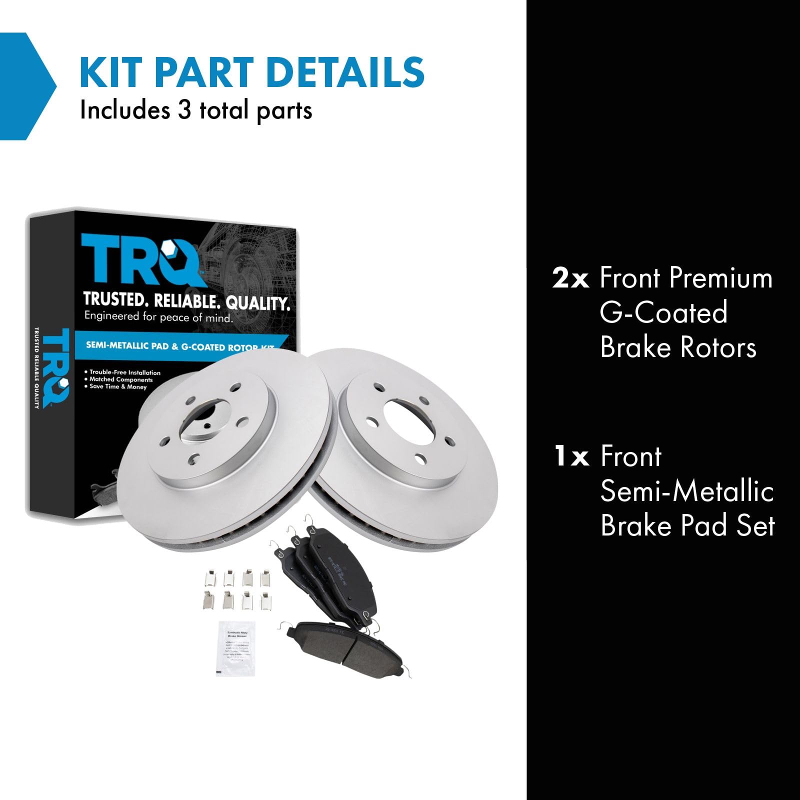 Trq Front Brake Pad & Rotor Kit Brake Pads Brake Rotor Semi-Metallic Premium G-Coated Compatible With 2005-2010 Ford Mustang