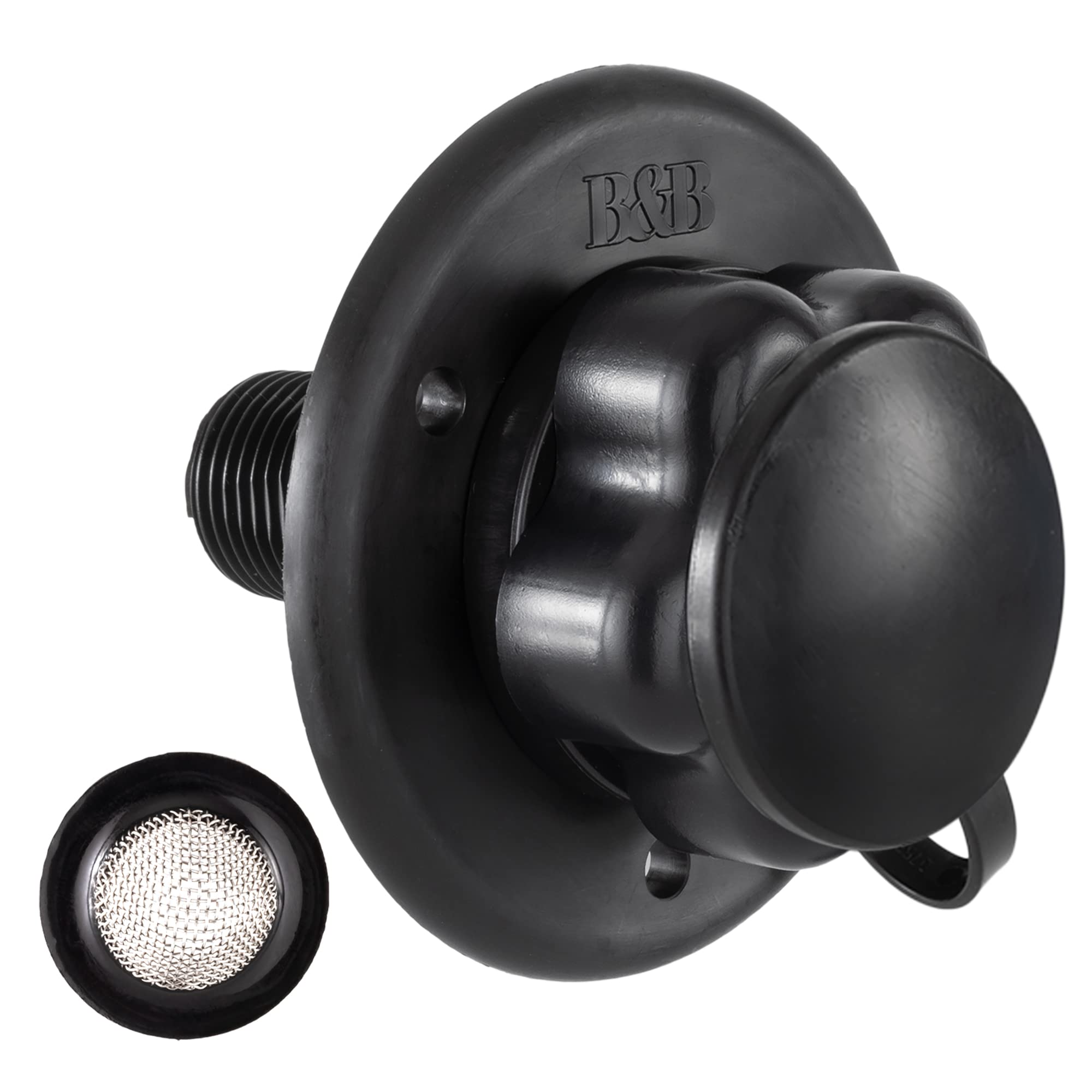 Recpro Rv City Water Fill Inlet | Plastic Flange With Check Valve | Camper | Trailer | Marine (Black) | Made In Usa
