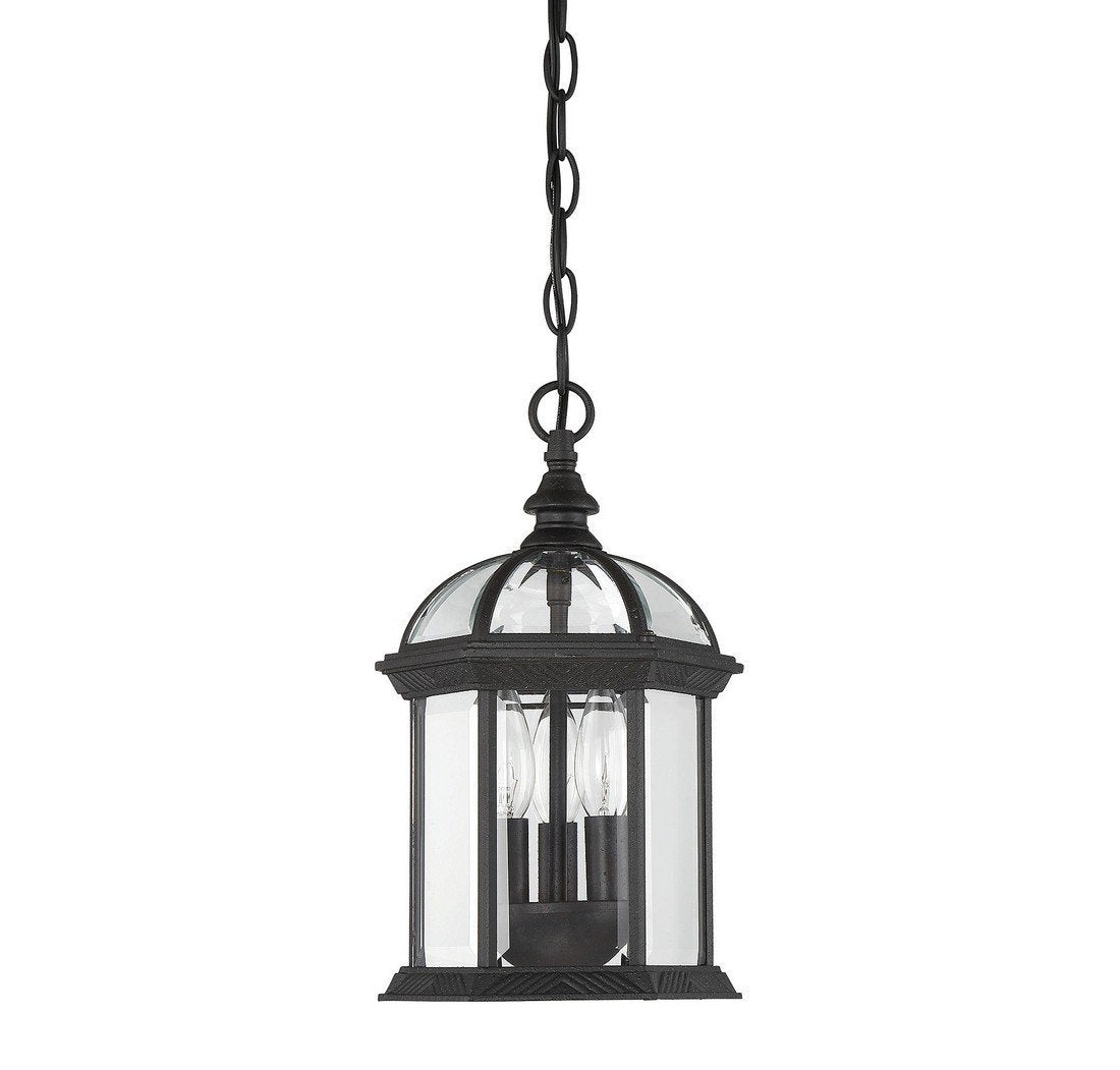 Savoy House 5-0635-Bk Outdoor Pendant With Clear Beveled Shades, Textured Black Finish
