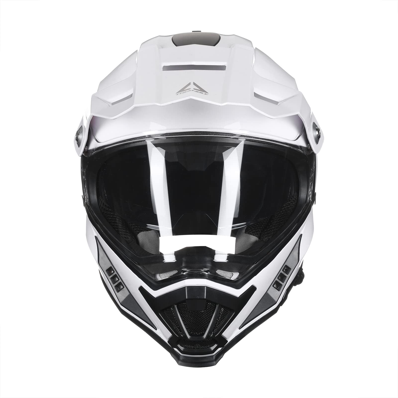 TRIANGLE Full Face Motorcycle Helmet ATV Dirt Bike Helmet Dual Sport Off-Road for Men DOT Approved (Medium, Gray)