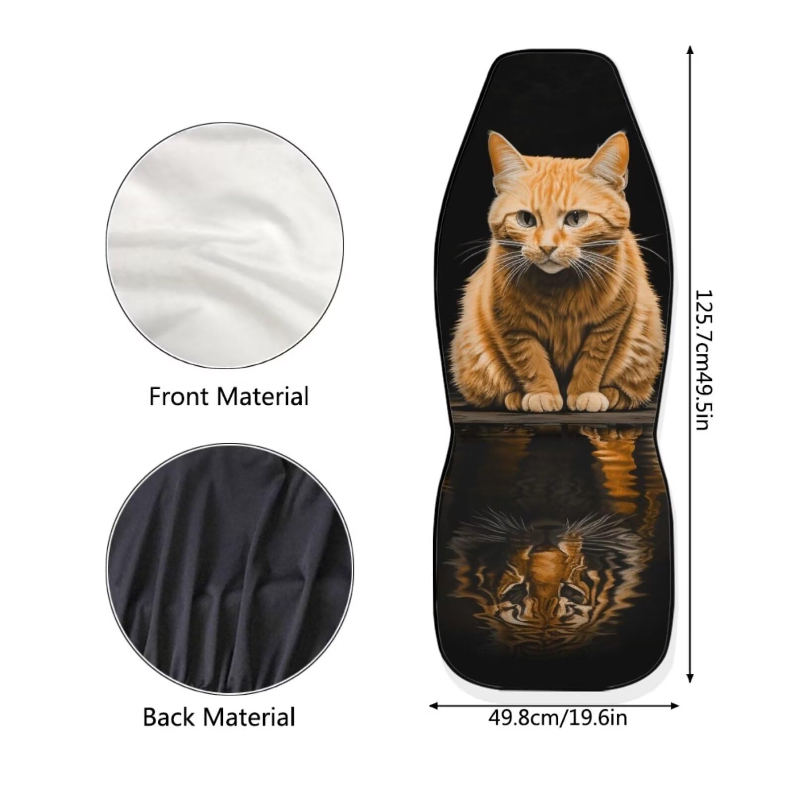 Bigcarjob 2 Pcs Animal Car Seat Cover Set For Front Only,Funny Cat And Tiger Print Vehicle Bucket Seat Cushion Pads Auto Seat Pr