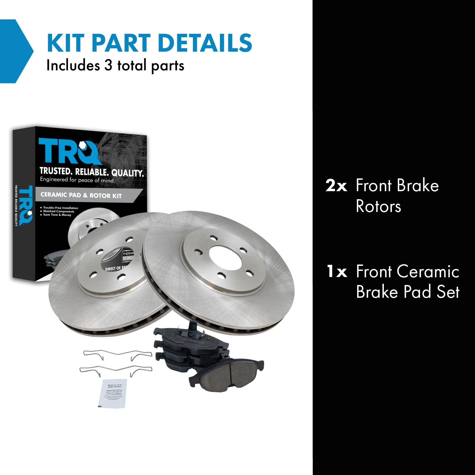 Trq Front Brake Pad & Rotor Kit Brake Pads Brake Rotor Ceramic Compatible With 2001-2006 Chrysler Sebring 2001-2005 Dodge Stratu