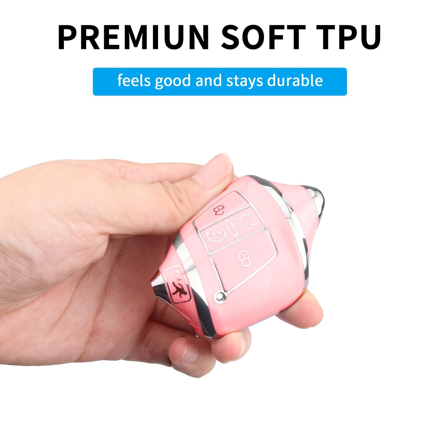 MILD EAST for Volkswagen Key Fob Cover with Keychain, Soft TPU Car Key Shell Case Holder for Atlas Golf Alltrack Atlas Jetta Pas