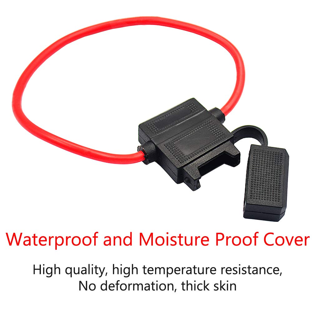 Esupport 12 Gauge Atc Fuse Holder Box In-Line Awg Wire Copper 12V 30A Blade Standard Plug Socket Pack Of 5